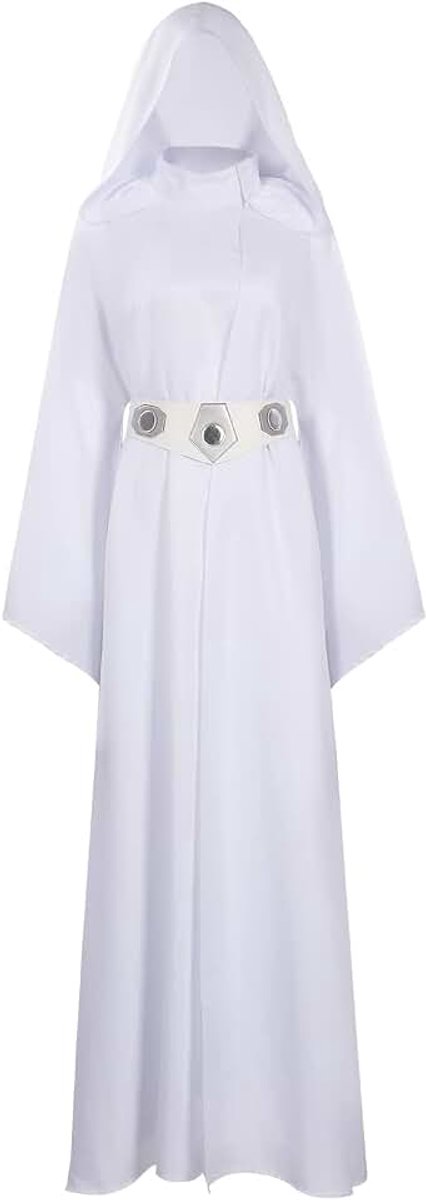 Leia kostuum dames witte jurk lange cosplay prinses Leia jurk voor Halloween outfit