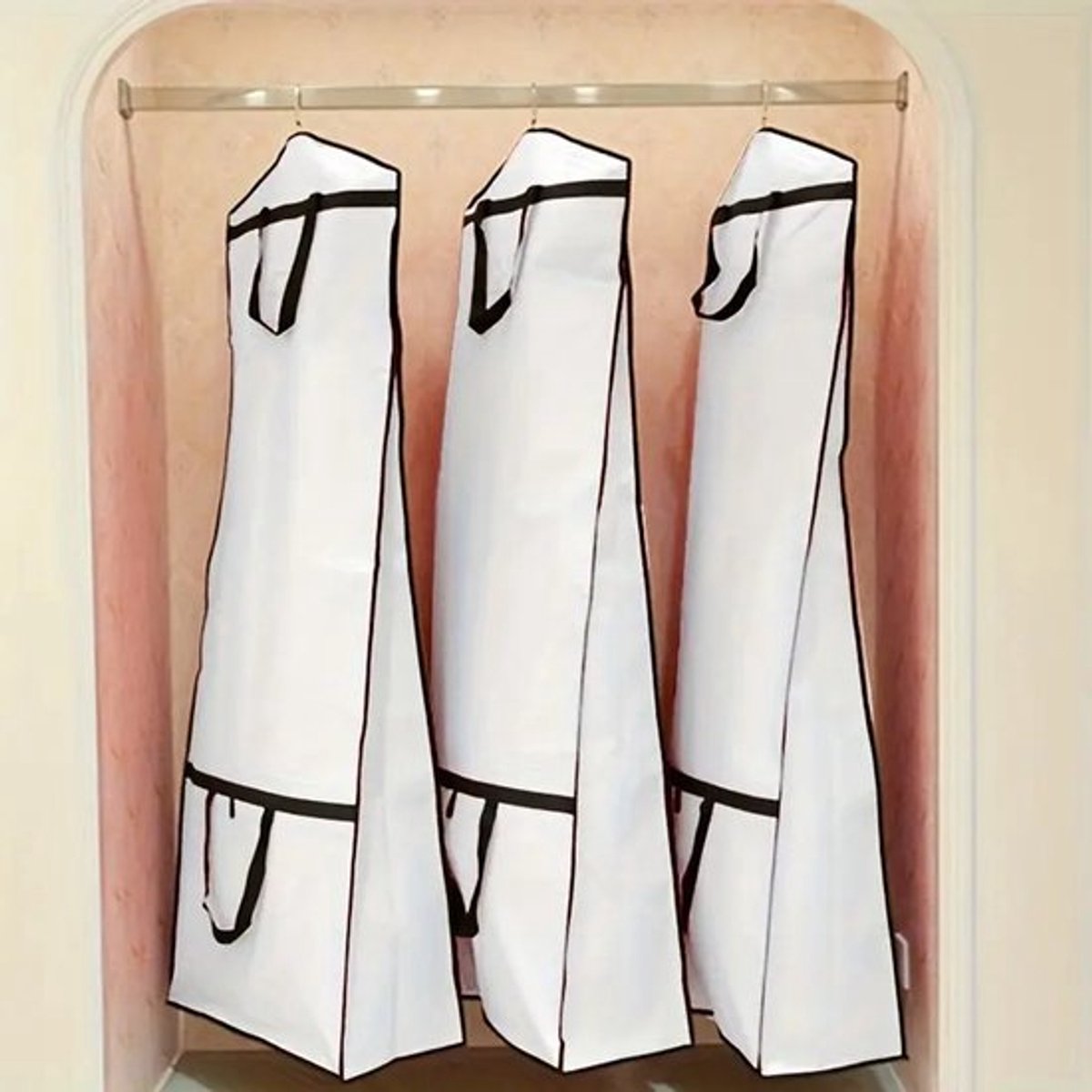 Witte bruidsjurk beschermhoes, opbergtas voor trouwjurken, speciale gelegenheidskleding, stofhoes, draagbaar en herbruikbaar
