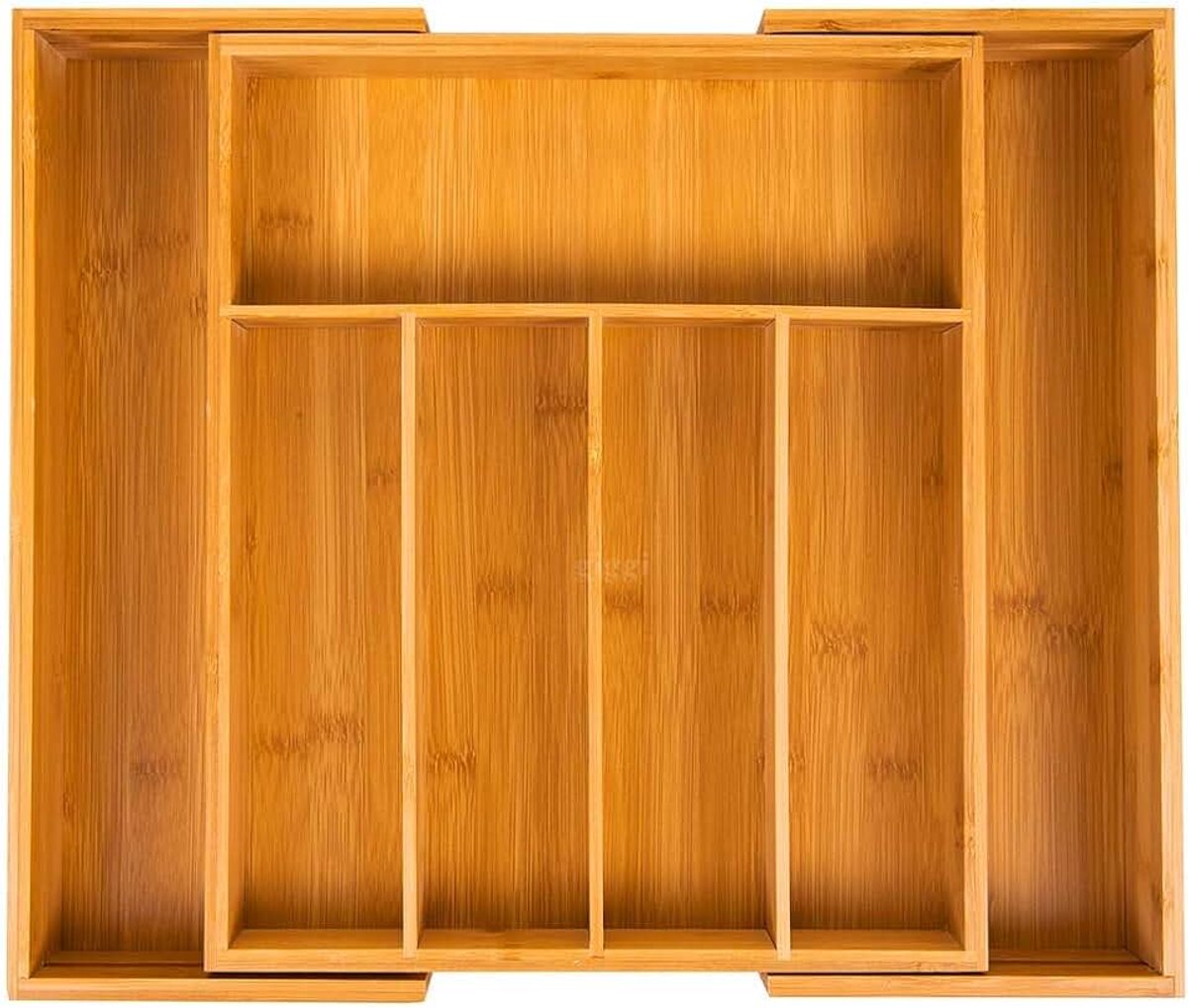Bamboe Uitschuifbare Bestek Dienblad & Bestek Organizer | Bestek Trays | Bamboe Bestek Dienblad | Bestek Dienblad voor Lade | 5-7 Compartiment Bestek Lade Organizer | Mes en gebruiksvoorwerpen Houder Dienblad Rack