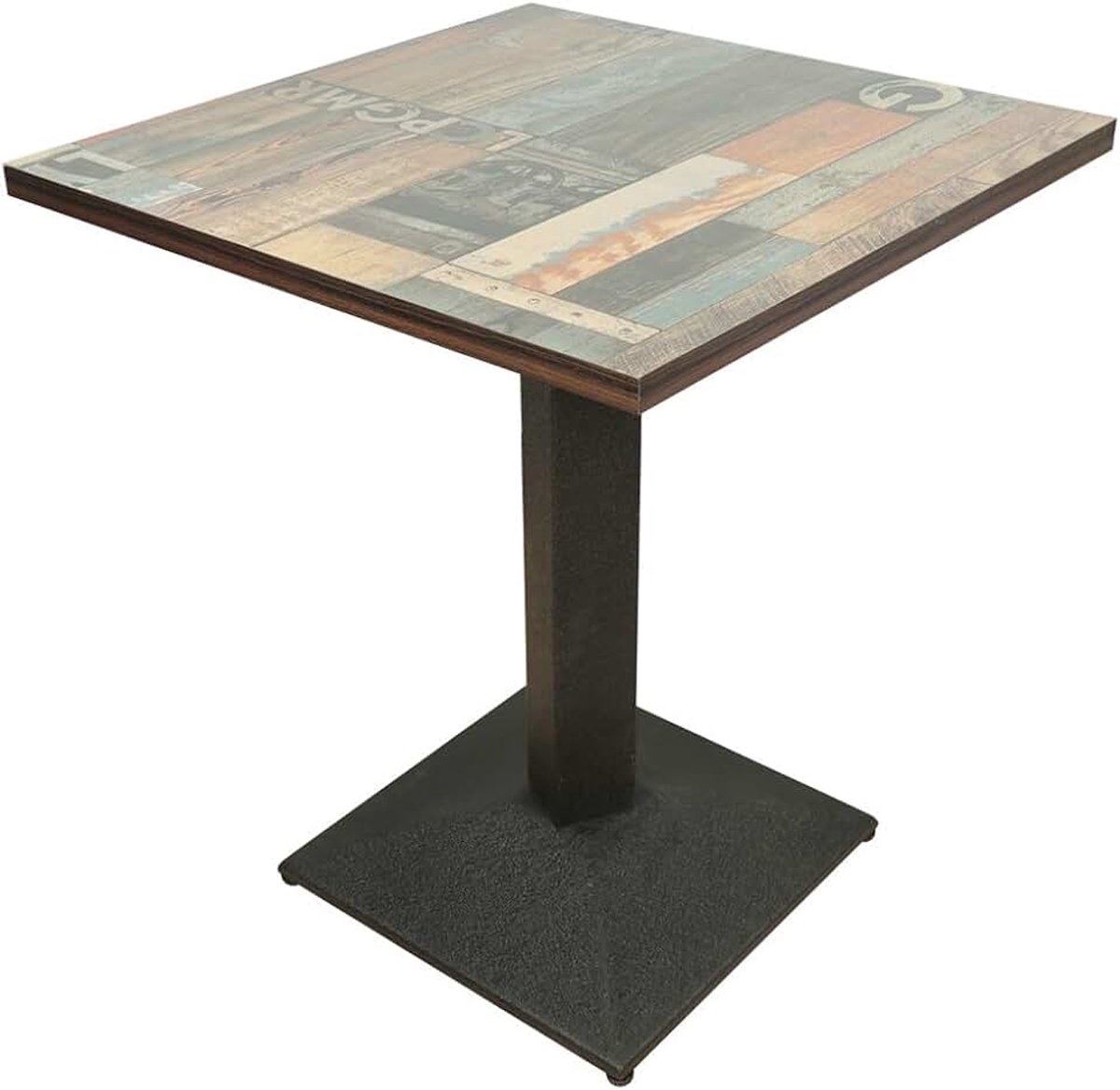 Vierkante tafel, eettafel met middenvoet, industrieel, retro, voor 2-4 personen, voor eetkamer, woonkamer, balkon, maximale belasting 120 kg