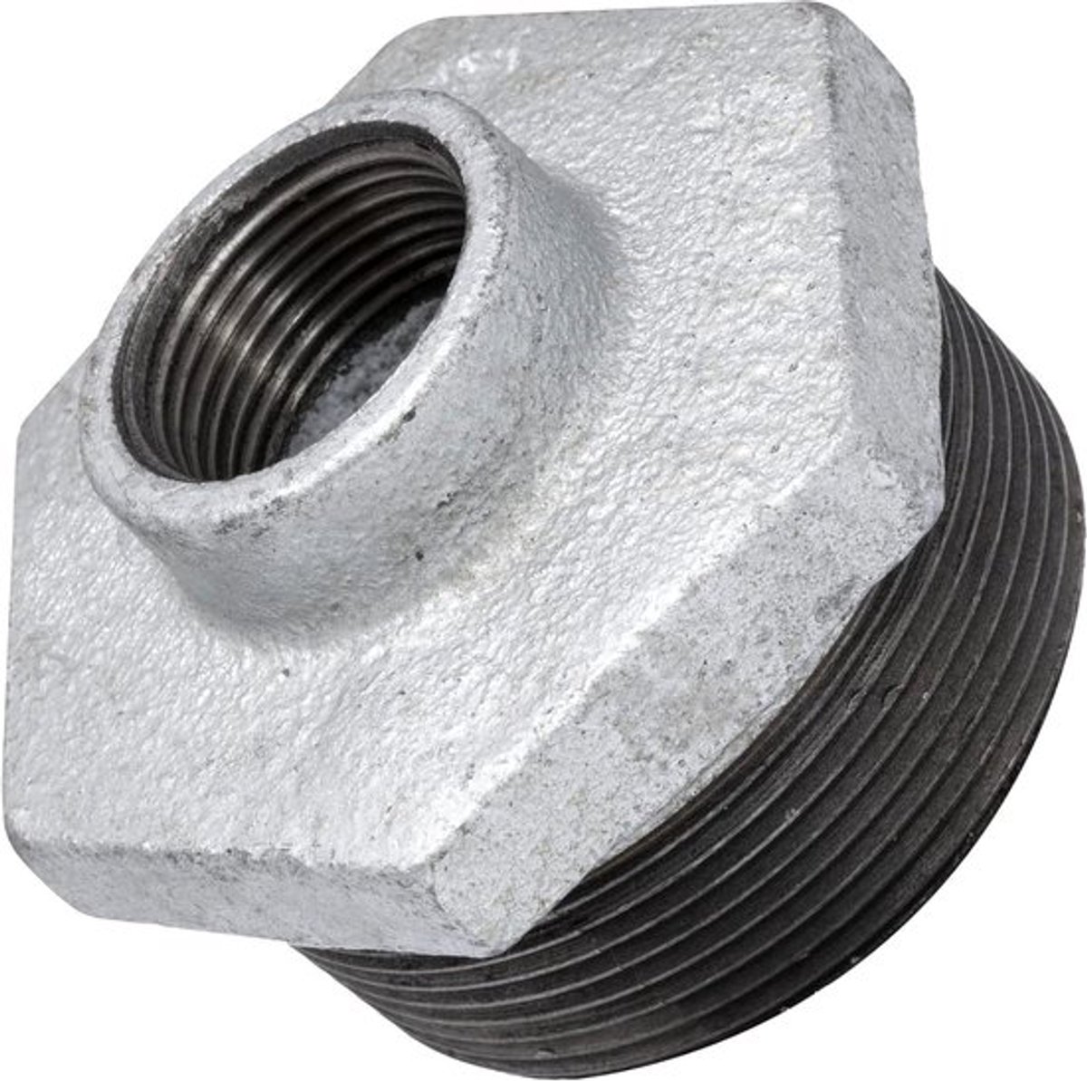 Verloopstuk buisschroefverbinding 2 inch x 3/4 inch gietijzer - verzinkt - voor hydraulische verwarming - watervoorziening