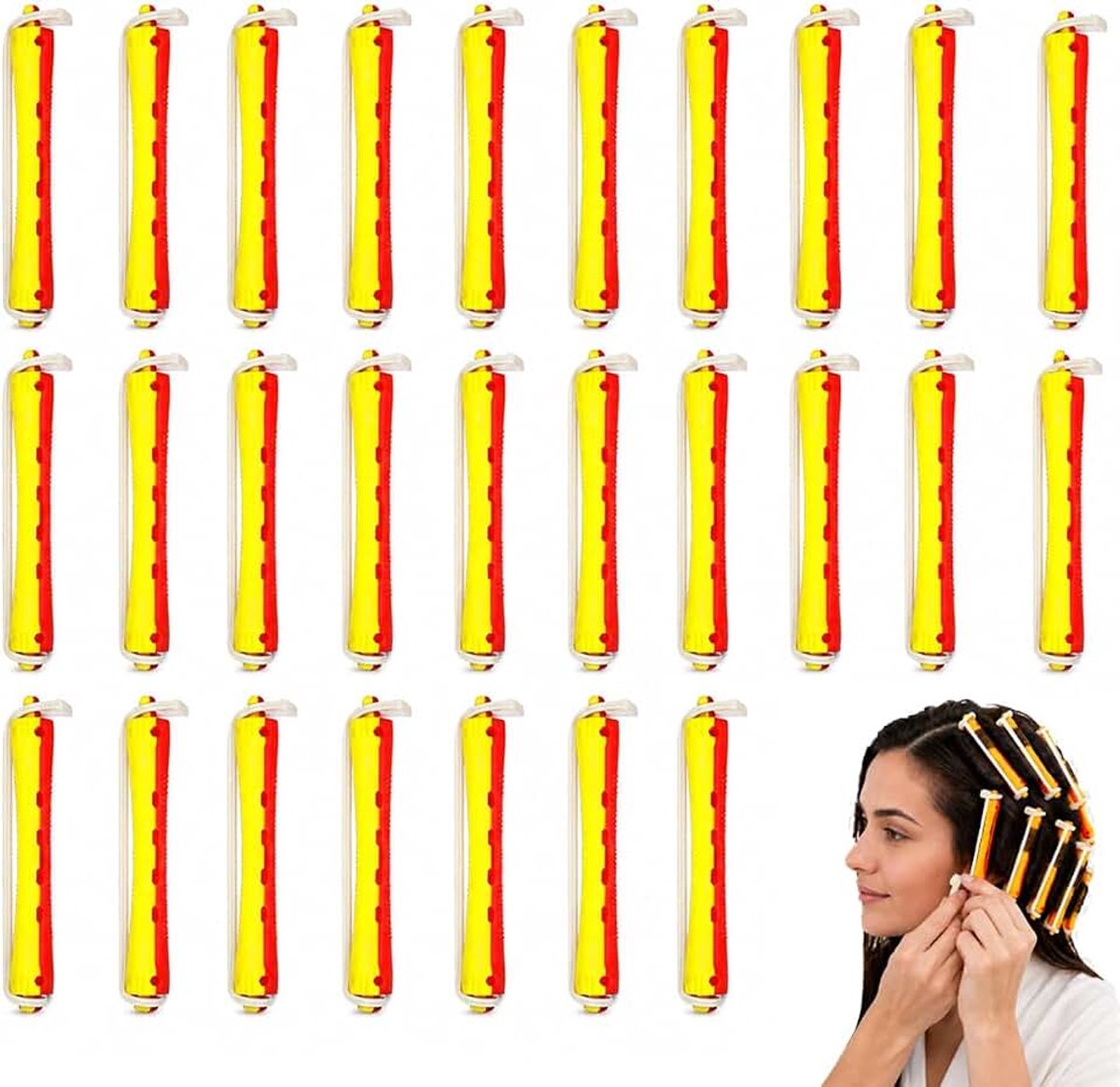 Krulspelden set met afdekking voor krullende kapsels, krulspelden voor permanent zonder hitte, voor dames, haarstyling thuis