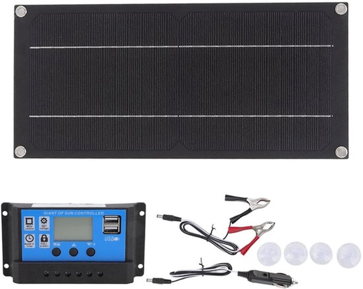 - Zonnepaneelset - 600W 18V - Lichtgewicht en draagbaar - Geschikt voor op reis - Batterijlader - Ideaal voor campers en voertuigen
