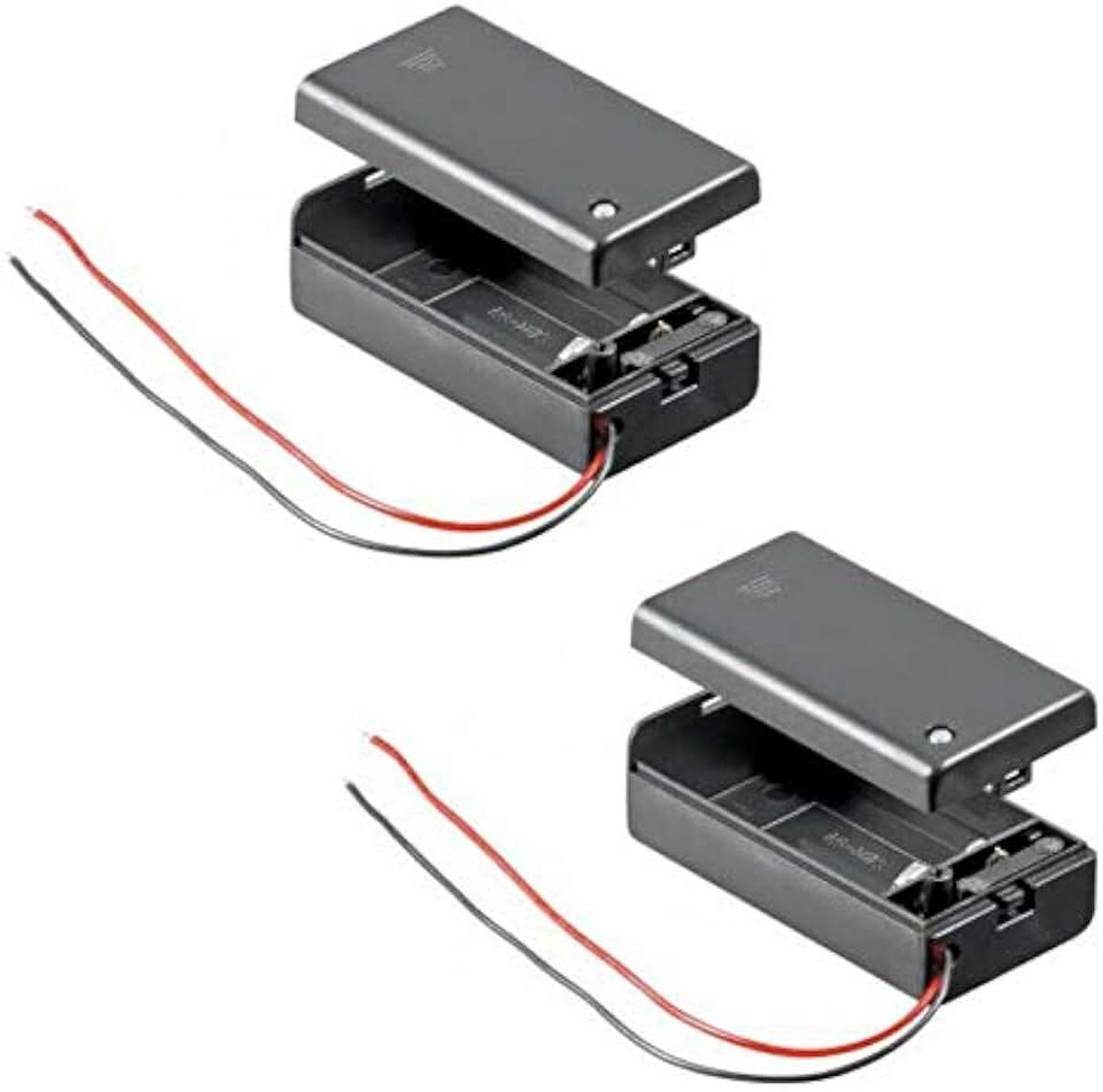 Batterijhouder - 1 x 9V - met aan/uit-schakelaar - 2 stuks in een set - zwart