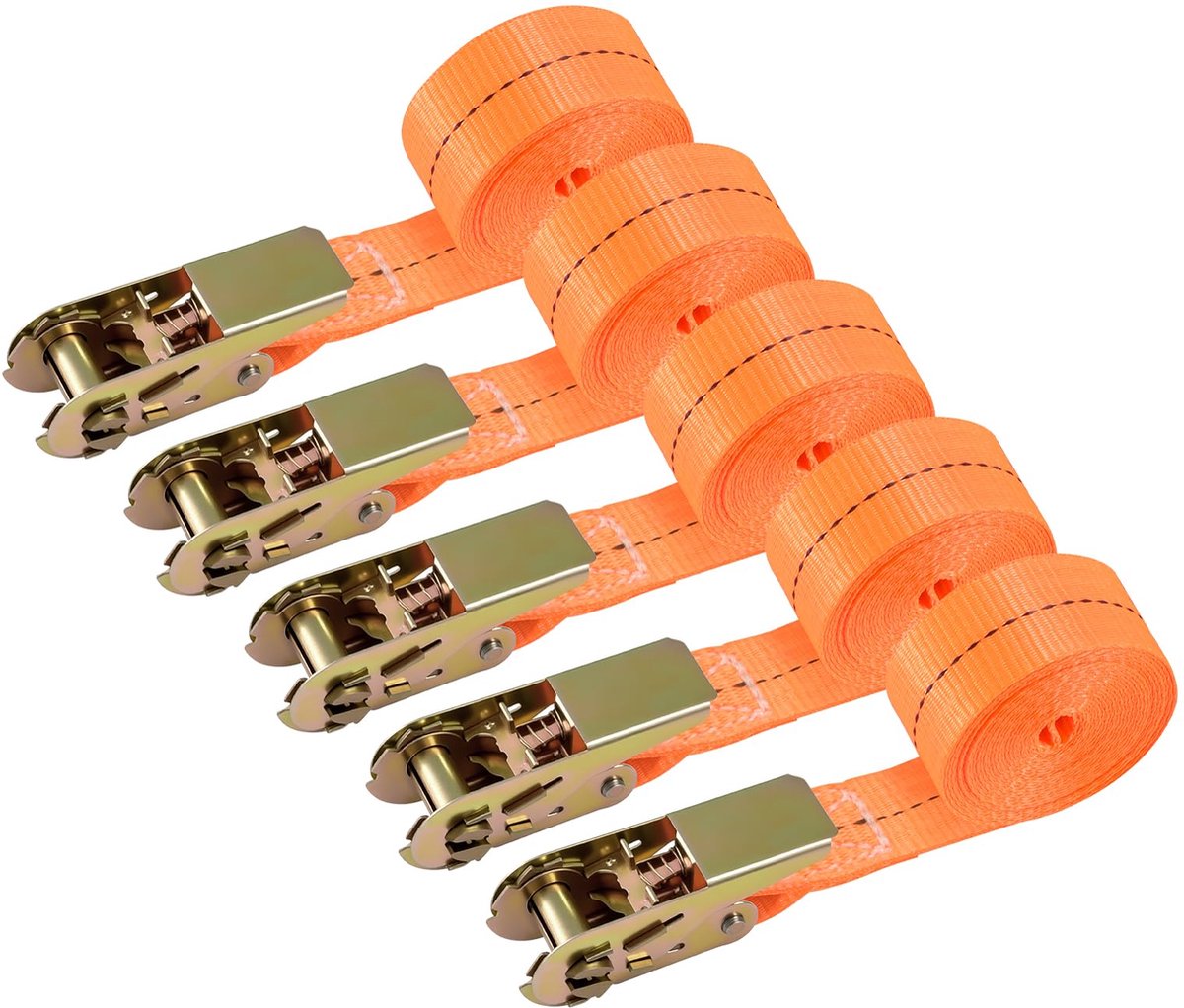 Spanbanden met ratel, oranje spanbanden 4 m x 25 mm