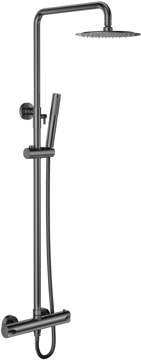 ALONI douchekolom Optima Rondo – gunmetal grijs – Ø20 cm regendouche