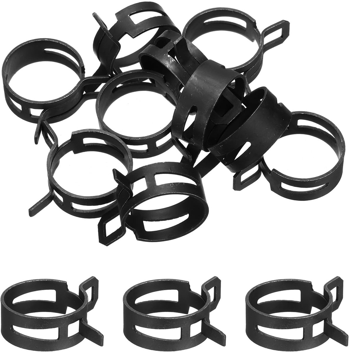 10 stuks klemklemmen voor brandstofslang, veerband, 1,27 cm, 26 mm, siliconen slang, vacuümslang, waterslang, bijpassende set met lage druk, zwart