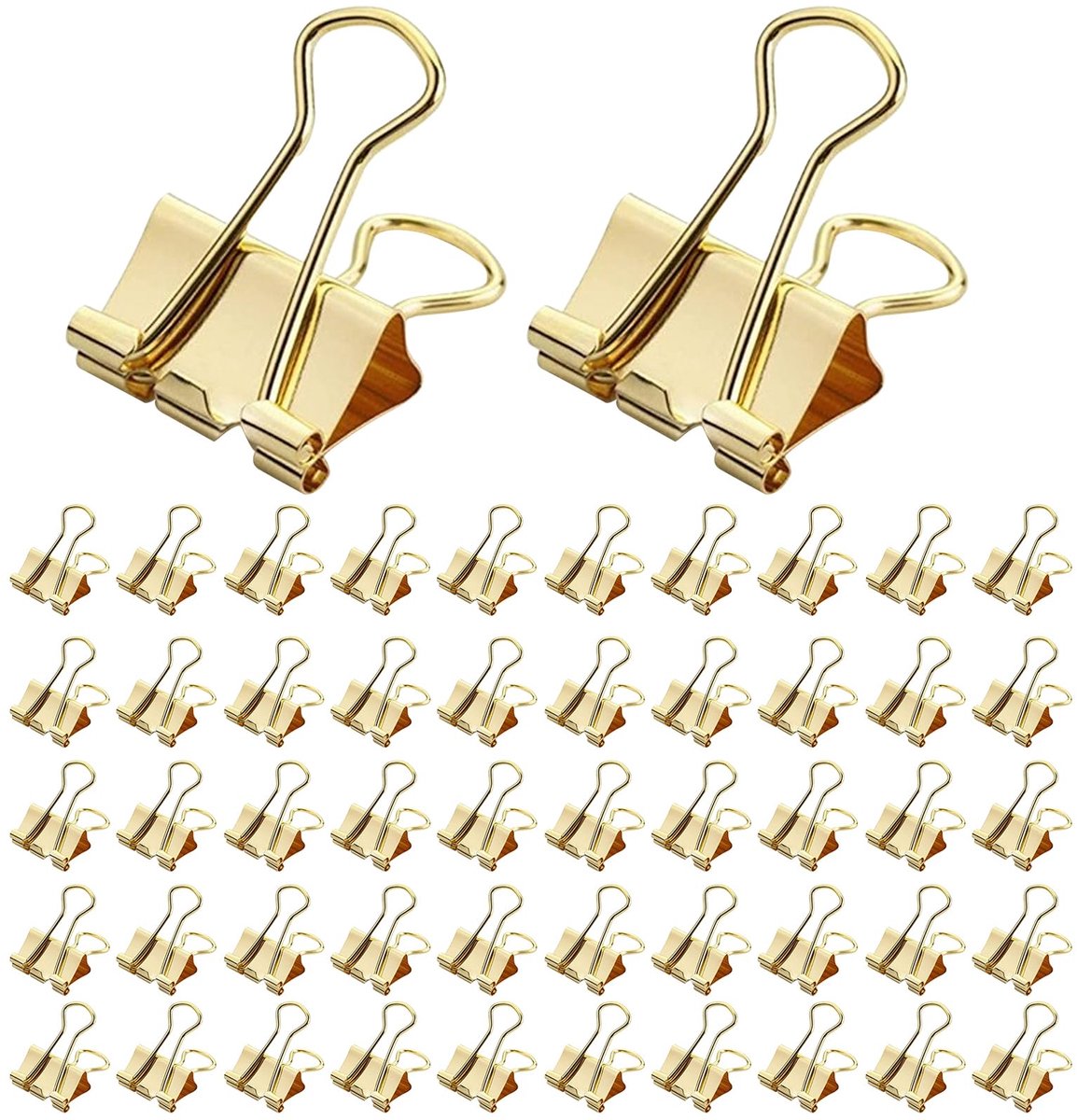 80 stuks foldback nietjes, goud, kleine metalen klemmen, 19 mm, papierklemmen, paperclips, clips, metalen multifunctionele klemmen, fotomap voor kantoor en school, documentenklemmen
