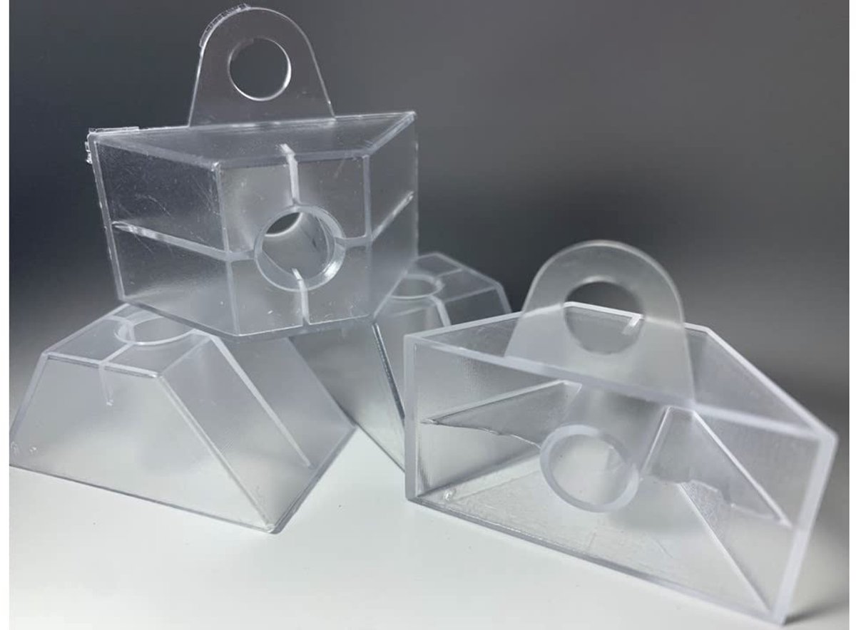 Afstandhouders van PS polystyreen kunststof, glashelder transparant, met zijoog (trapeziumprofiel 70/18, afstandhouder)