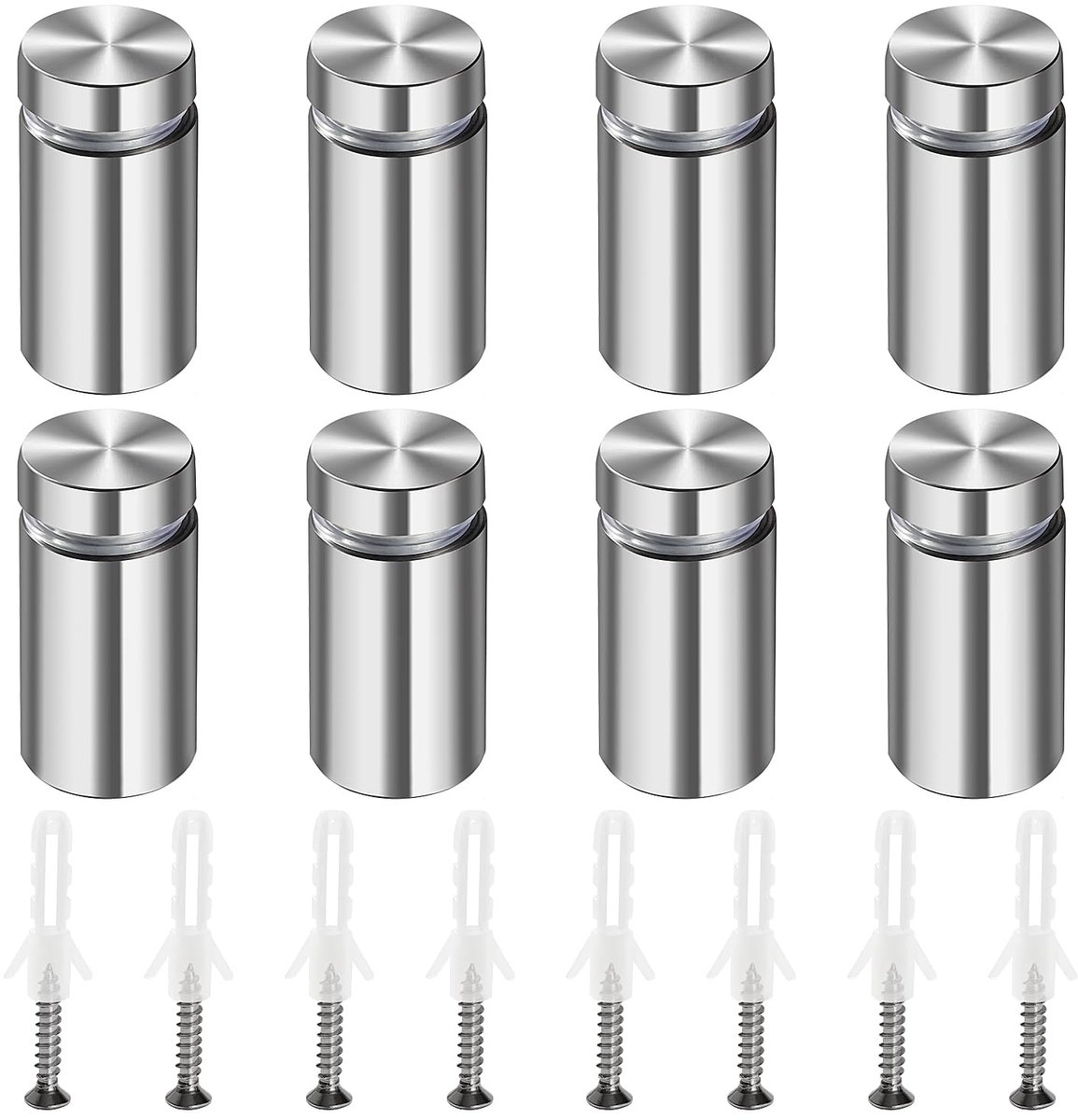 8 Stuks 16×30 mm Standoff Bevestigingen, RVS Reclame Schroef, Sign Standoff Schroeven, Reclame Spijkers met Schroef en Expansie Buis, voor Fotolijsten Sign Displays Hangend