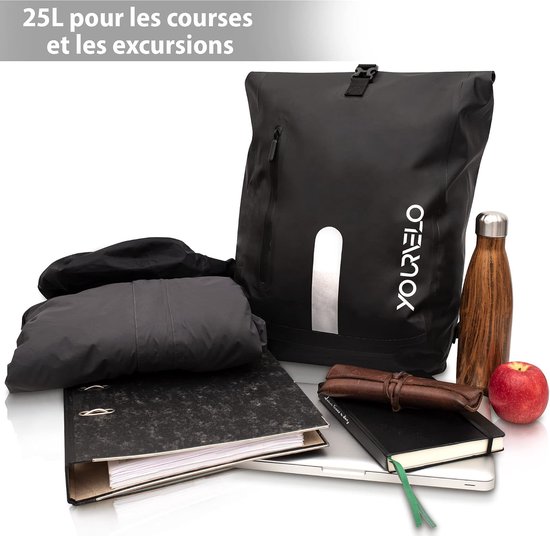 Fietstas voor Bagagedrager, met Laptopvak, 25 liter inhoud, 100% waterdicht, Zwart, te gebruiken als Bagagedragertas en rugzak van Fietstas — afbeelding 5