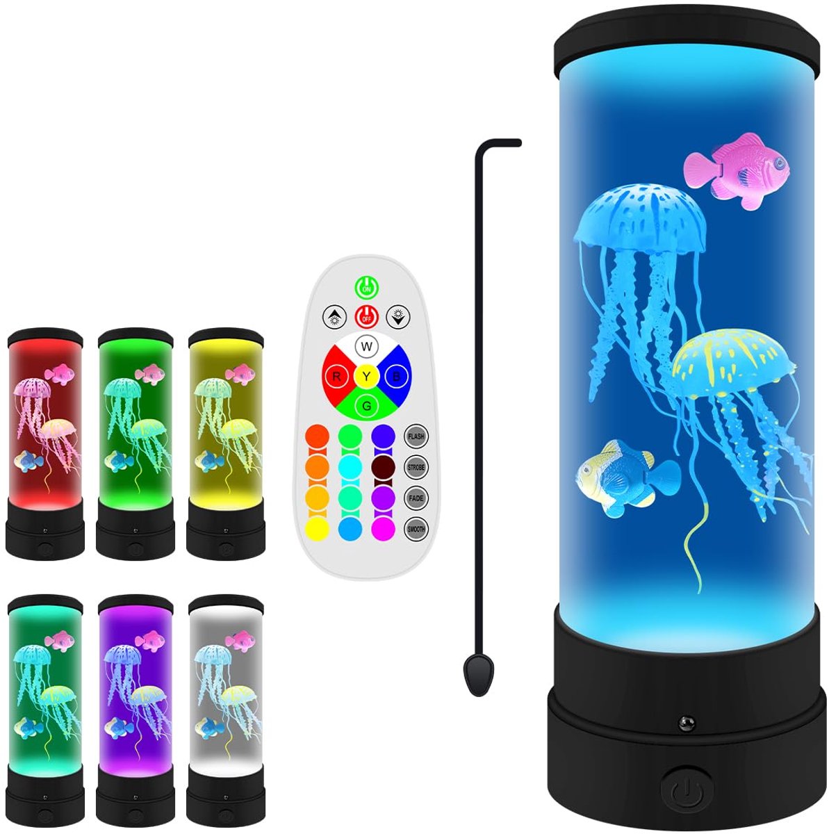 Lava Lamp LED, Stille Bureausfeer Kwal Aquarium Licht, 16 Kleurveranderende Afstandsbediening Elektrische Kwal Lamp voor Huisdecoratie & Geschenken voor Volwassenen en Kinderen