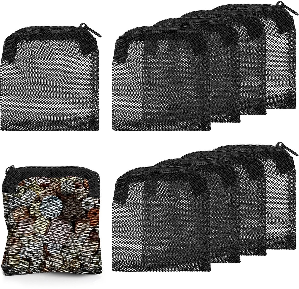 Aquarium, fijne gaaszak, aquariumfilter, mediatassen met plastic rits, geschikt voor actieve kool, filterstenen, keramische ringen (4 x 4 inch)