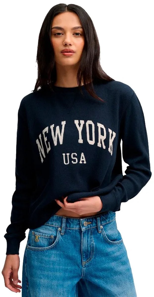 Superdry Athletic Essential Graphic Longsleeve Dames Lange mouwen shirts Marineblauw