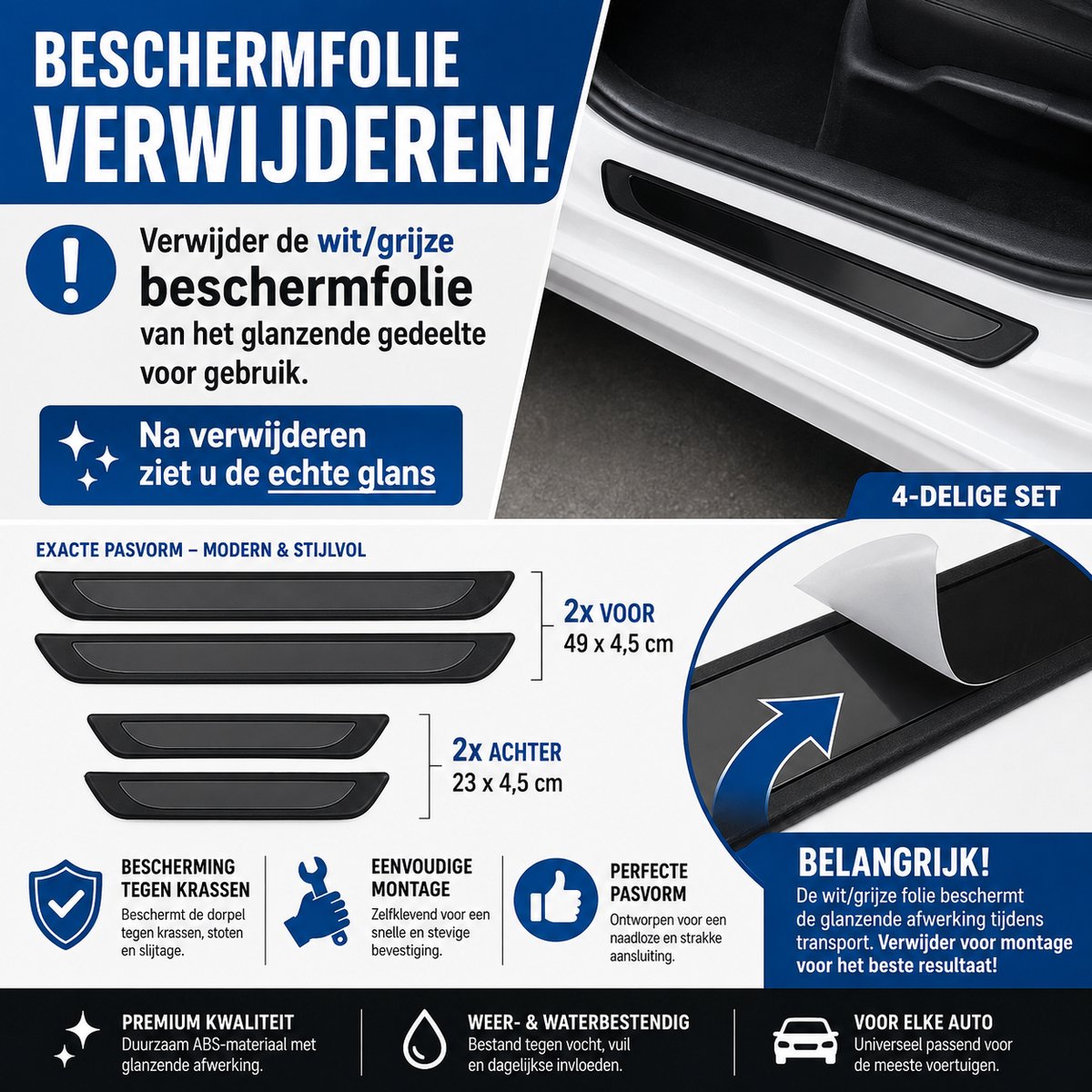 Instaplijsten Audi Q5 8R - Set van 4 - Zwart-glans - AIM