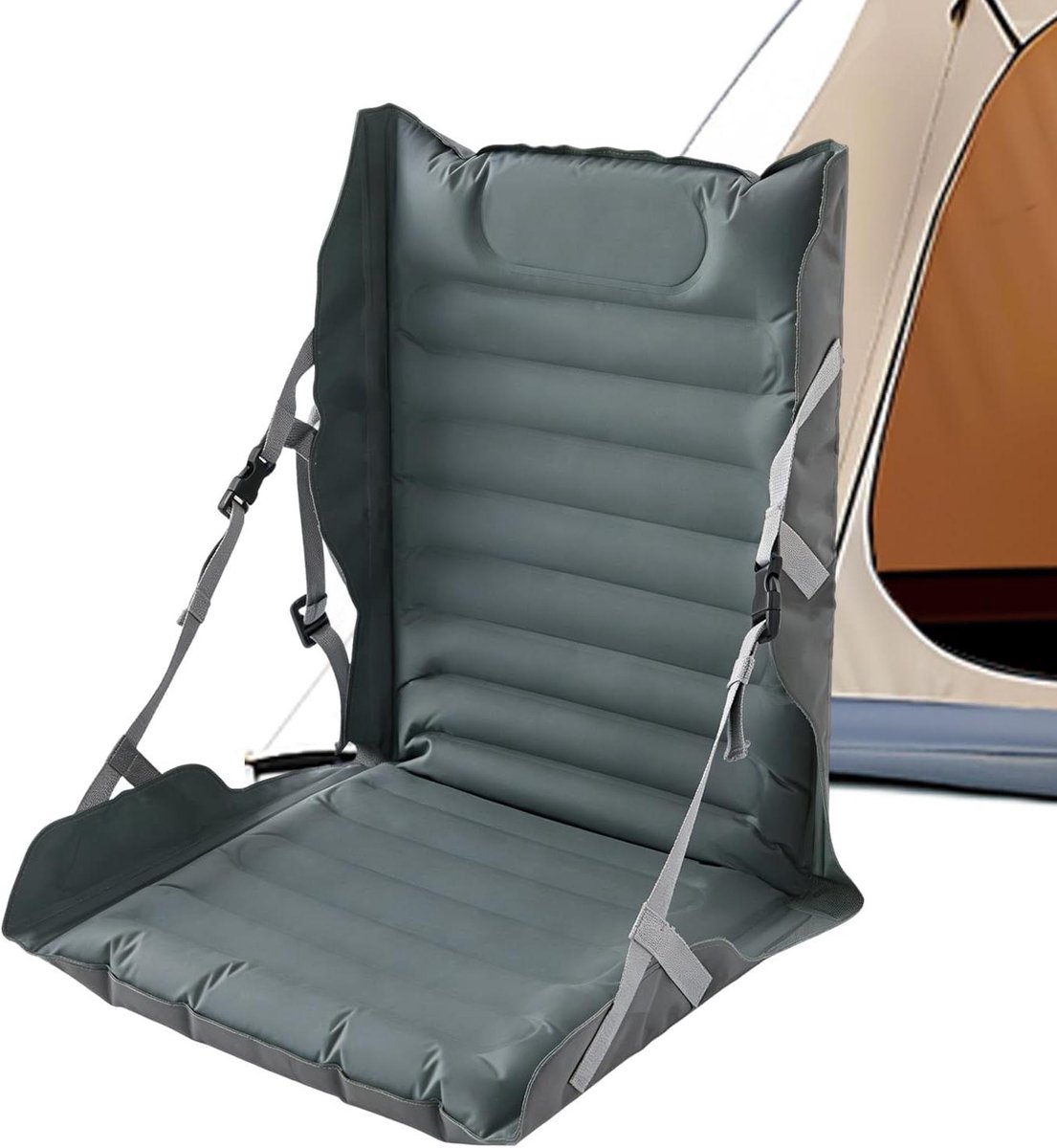 Opblaasbaar Zitkussen - Campingmat Stoelkussen - Outdoor Comfort - Geïntegreerde Pomp - 106 x 57 cm - Donkergrijs