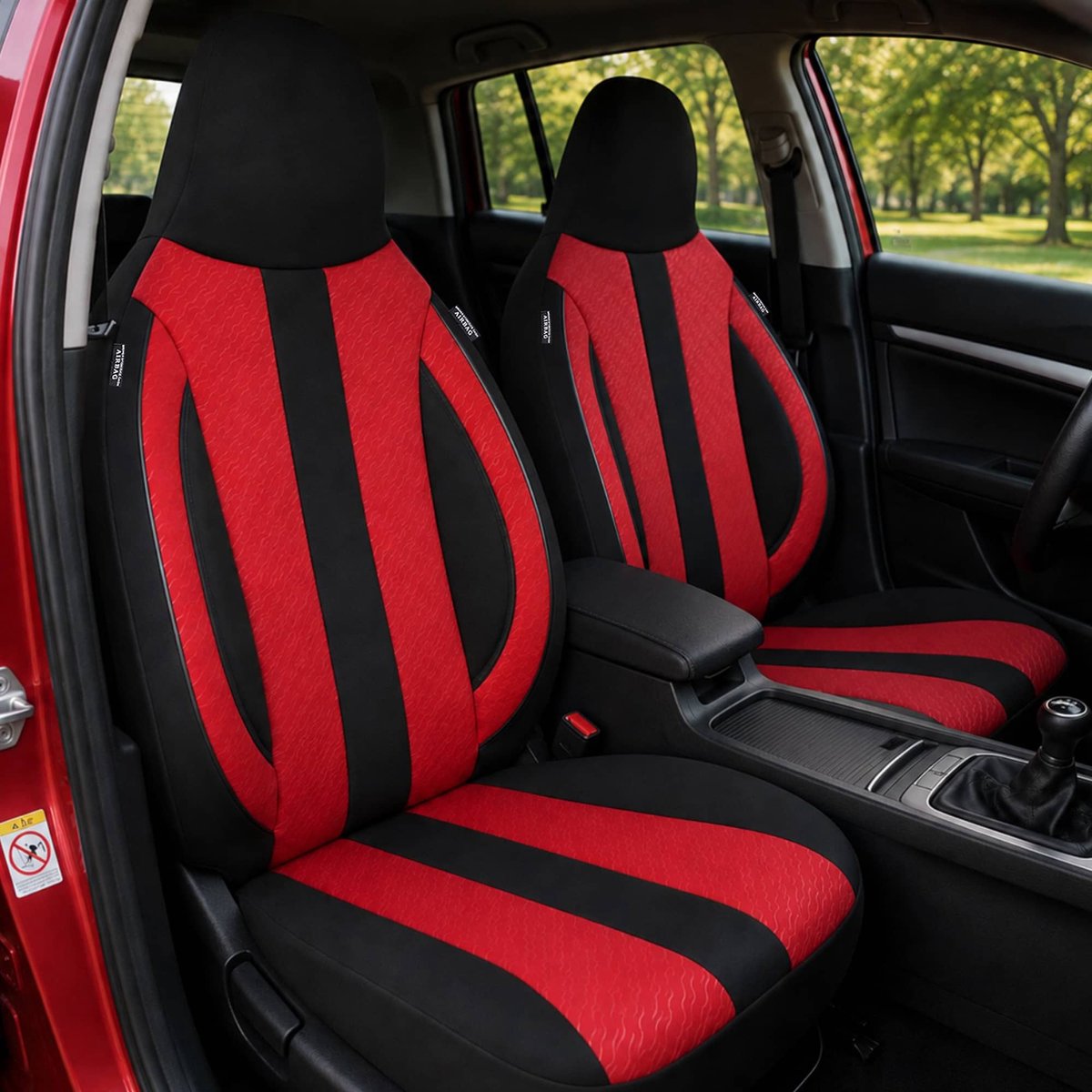 Autostoelhoezen voor BMW X3 BJ vanaf 2021 – Stoelhoezen voor bestuurder en passagier in Zwart/Rood