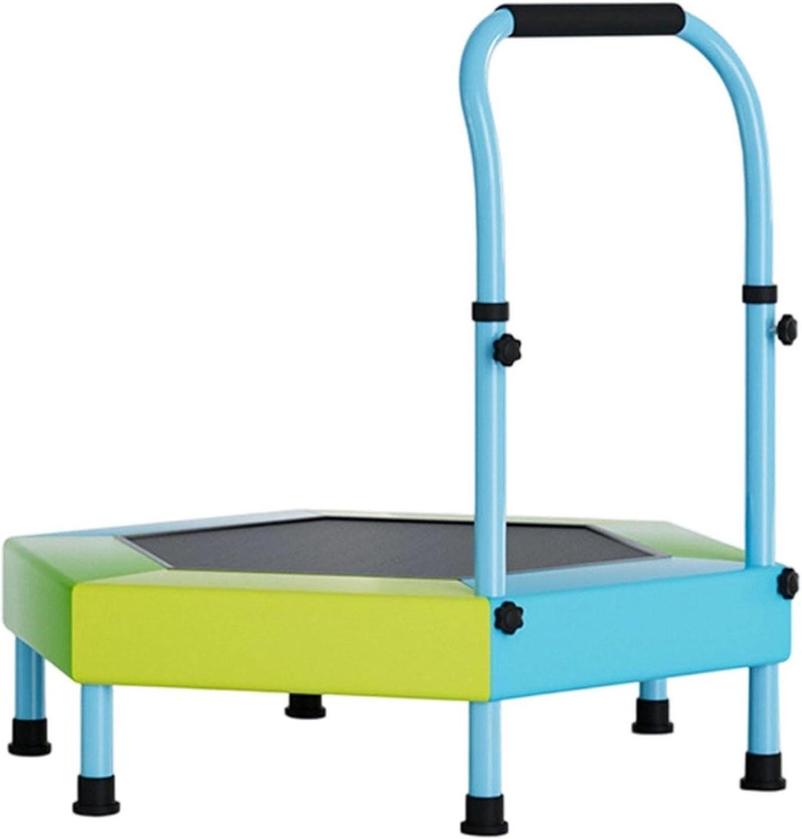 Trampoline voor kinderen - Springtoestel Opvouwbaar - Binnen Spelen - Verstelbare Handgreep - 93 cm Diameter - Blauw