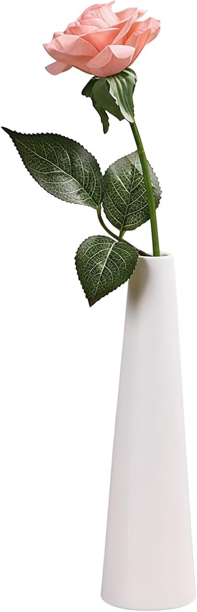 Bloem vaas kleine bud vaas - keramiek - wit - decoratieve bloemen vaas voor thuis - SnelShoppen