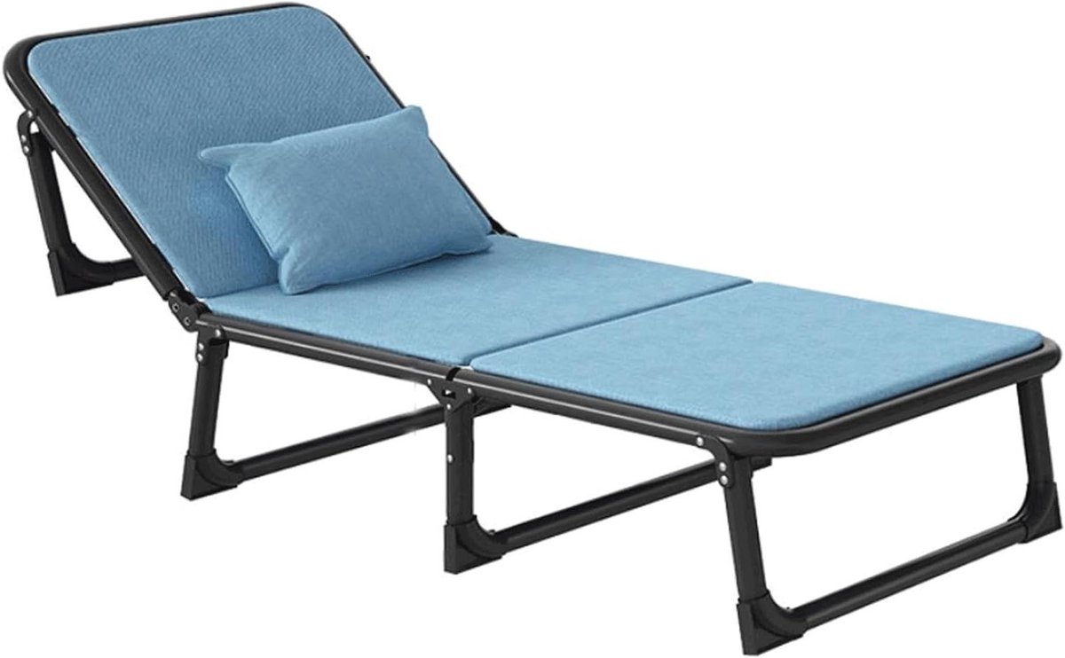 Opklapbed Campingbed - Logeerbed Kampeerbed - Comfortabel Slapen - Stalen Frame Houten Plank - 193 x 63 x 35 cm