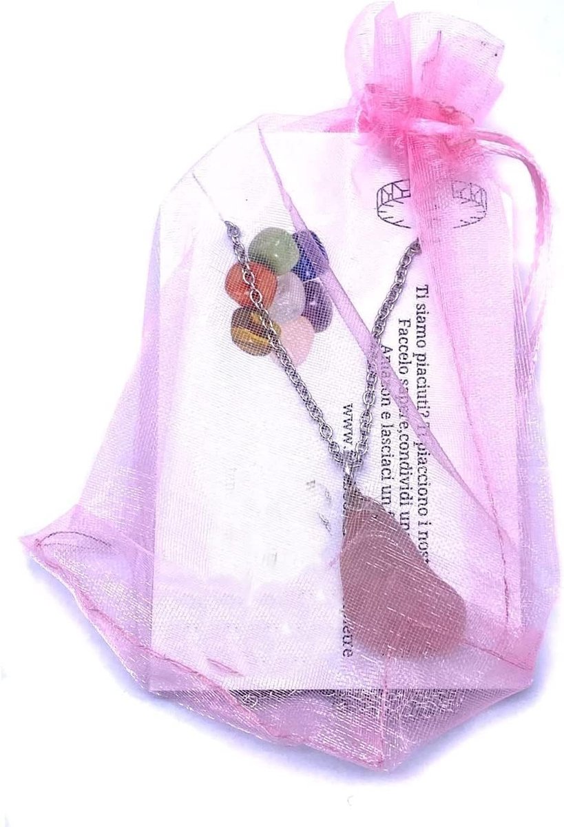 Crigema-hanger met echte minerale steen en roestvrijstalen ketting