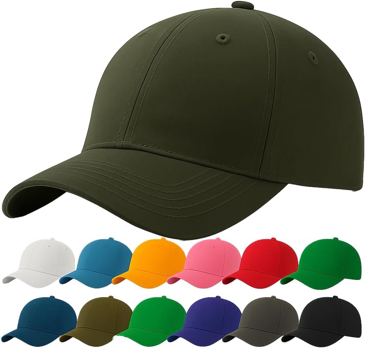 Pet Zwart voor Heren & Dames – Verstelbare Unisex Pet 54–60 cm – 100% Katoen, Ademend & Lichtgewicht – Baseball Cap Zonder Logo voor Dagelijks Gebruik, Sport & Vakantie