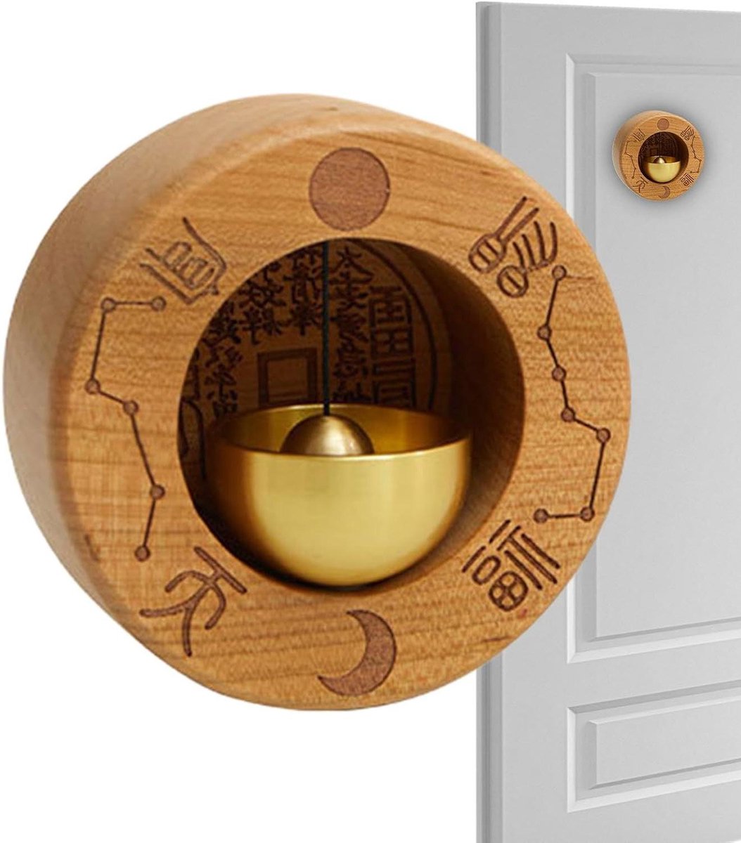 Magnetische Deurbel - Houten Messing Bel - Entree Decoratie - Eenvoudige Installatie - 8 x 8 cm - Niet gespecificeerd