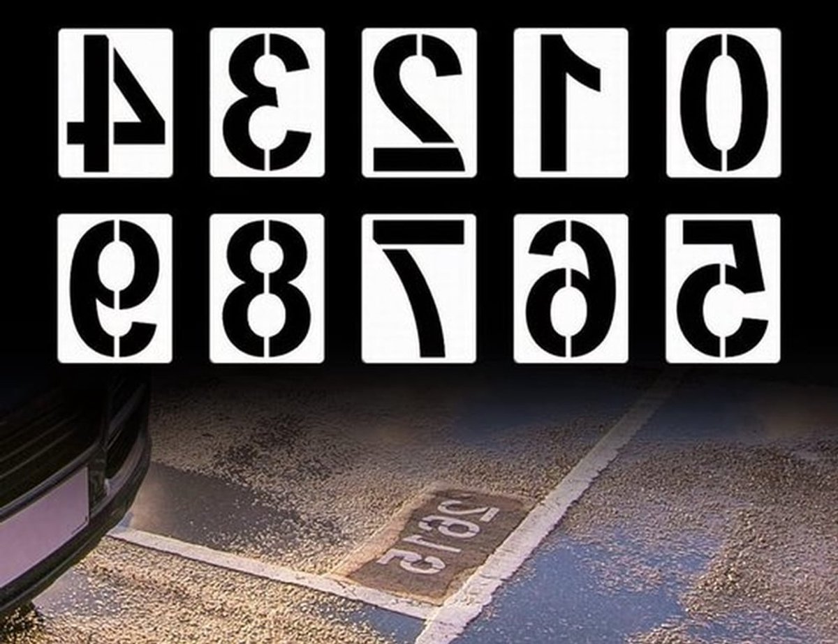 Set van 10 Herbruikbare Stencils voor Grote Huisnummers van 0 tot 9 - Ideaal voor Parkeerplaatsen en Adresweergave, Lengte 20 cm