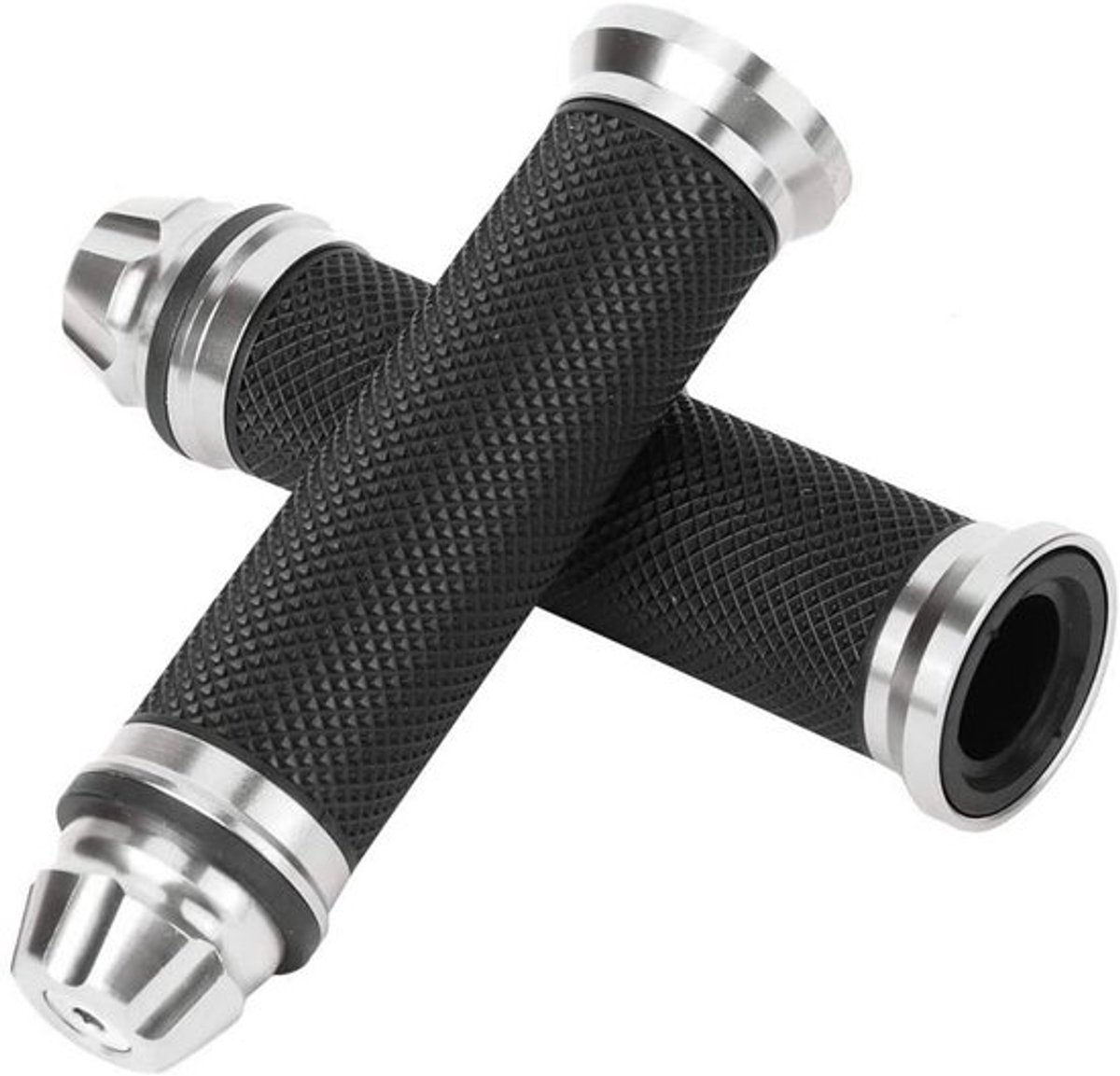 Rubberen motorstuurhandvatten met aluminium uiteinden, universeel voor 7/8"(22mm) handvatten, comfortabel en duurzaam