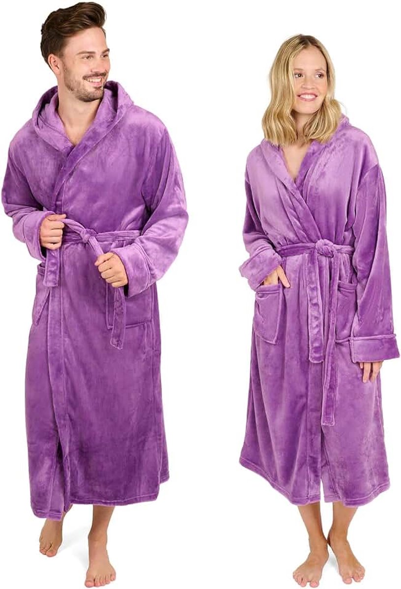 Badjas Unisex - Dames en Heren Badjas - Fleece Badjas met Capuchon - met Zakken