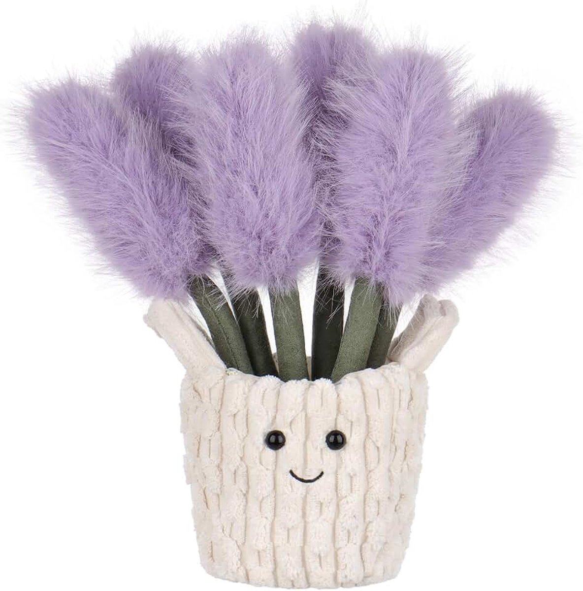 Lamb Lavendel bloemenmand, pluche dieren voor kinderen, zacht schattig knuffeldier voor baby's, meisjes en jongens, pluizige lavendel, paars, 26 cm