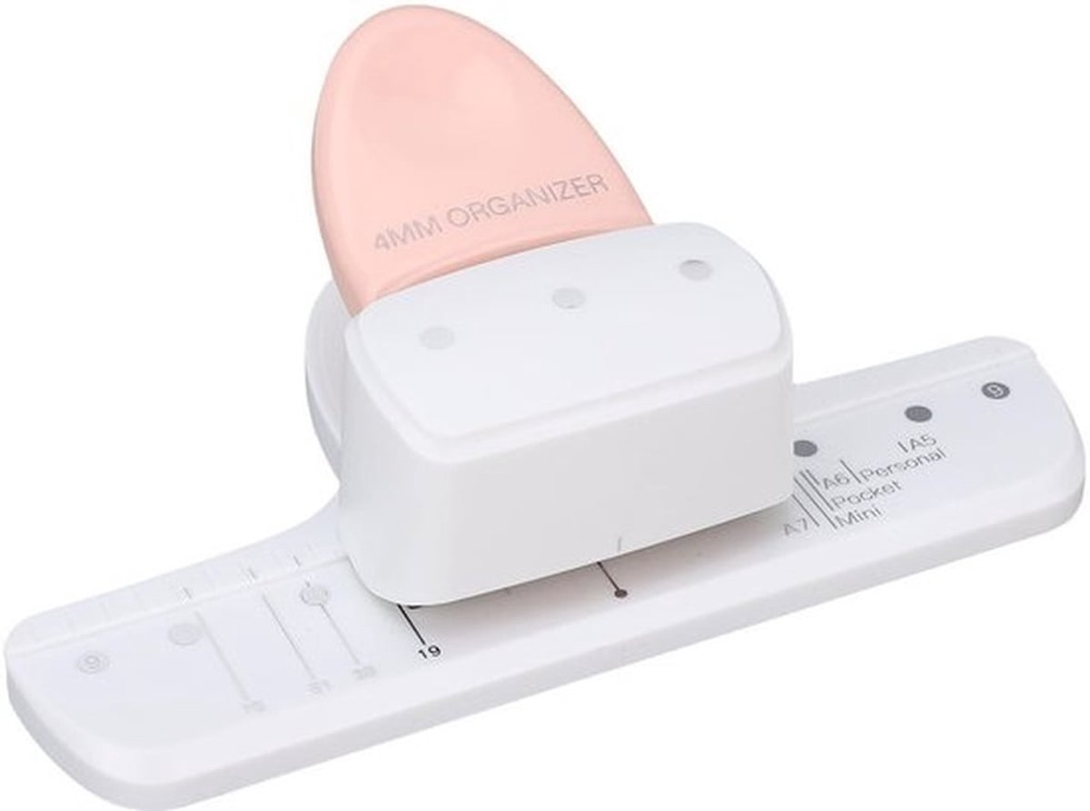 Gaatjesmaker 3-gaats - 4mm Gatdiameter - Verstelbare Liniaal - Lichtgewicht - Plastic Basis - Sterk en Duurzaam - Perforator