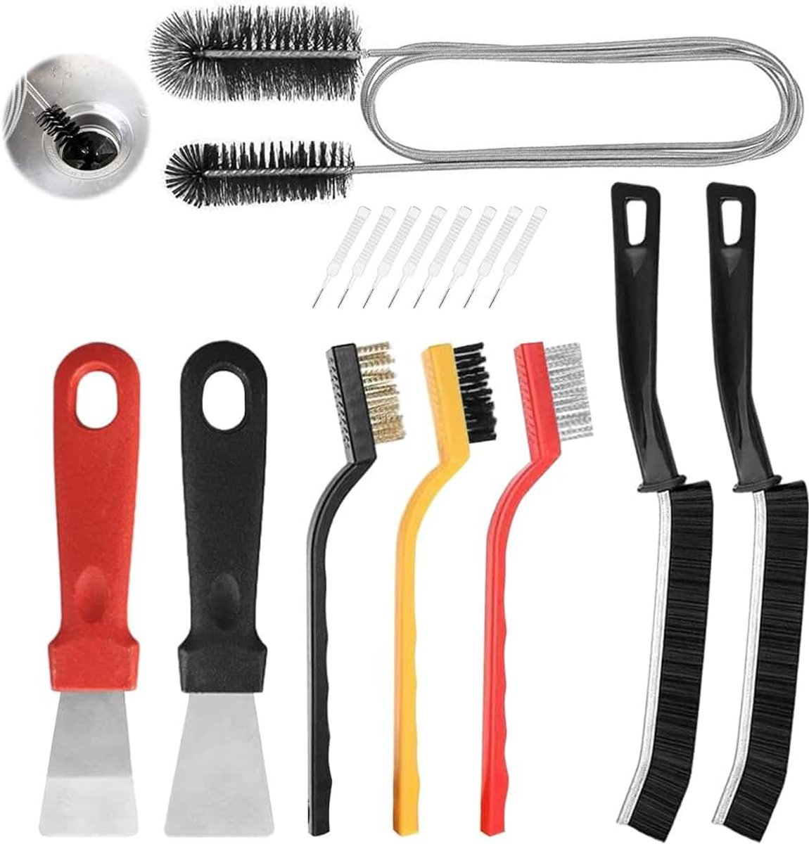 Voegenreinigingsborstel, 16 stuks, voegenborstel voor het reinigen van de douche, multifunctionele reinigingsborstels voor tegels, afvoeren, badkamers, keukens en kookplaten