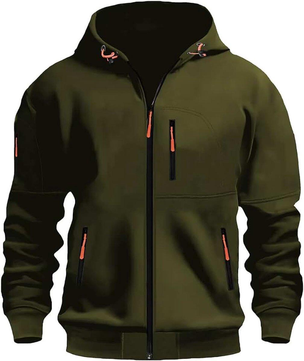 Heren met capuchon Zip Cardigan sportjack jogging hoodie jongens en mannen sweatshirt met ritssluiting zak multifunctioneel gebreid vest met capuchon
