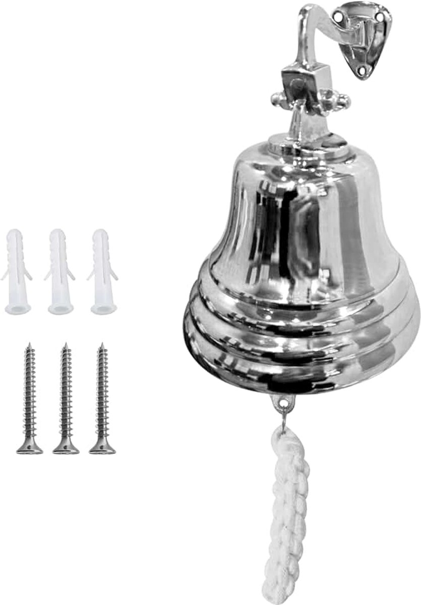 Schip Bell, Nautisch, Massief Messing Maritiem Marine, Boot School diner, Receptie, Home Decor Muur gemonteerd, Muur Opknoping, Antieke Bell (5 inch Vernikkeld)
