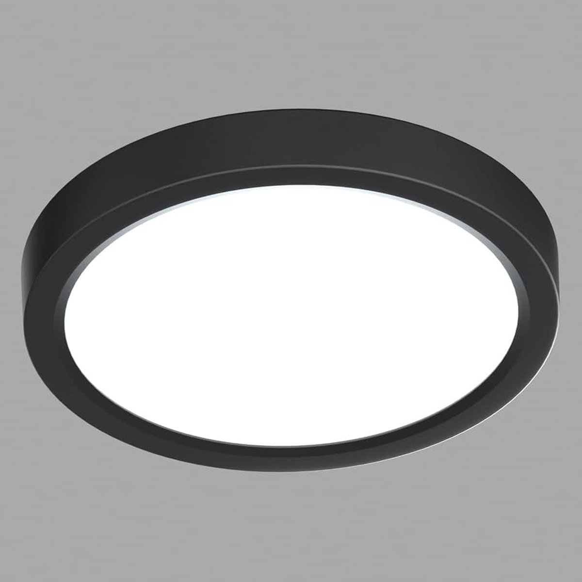 Plafondlamp LED, 12W 18cm Zwart Platte Kleine Ronde Moderne Plafondlamp voor Slaapkamer, Woonkamer, Keuken, Kantoor, Badkamer