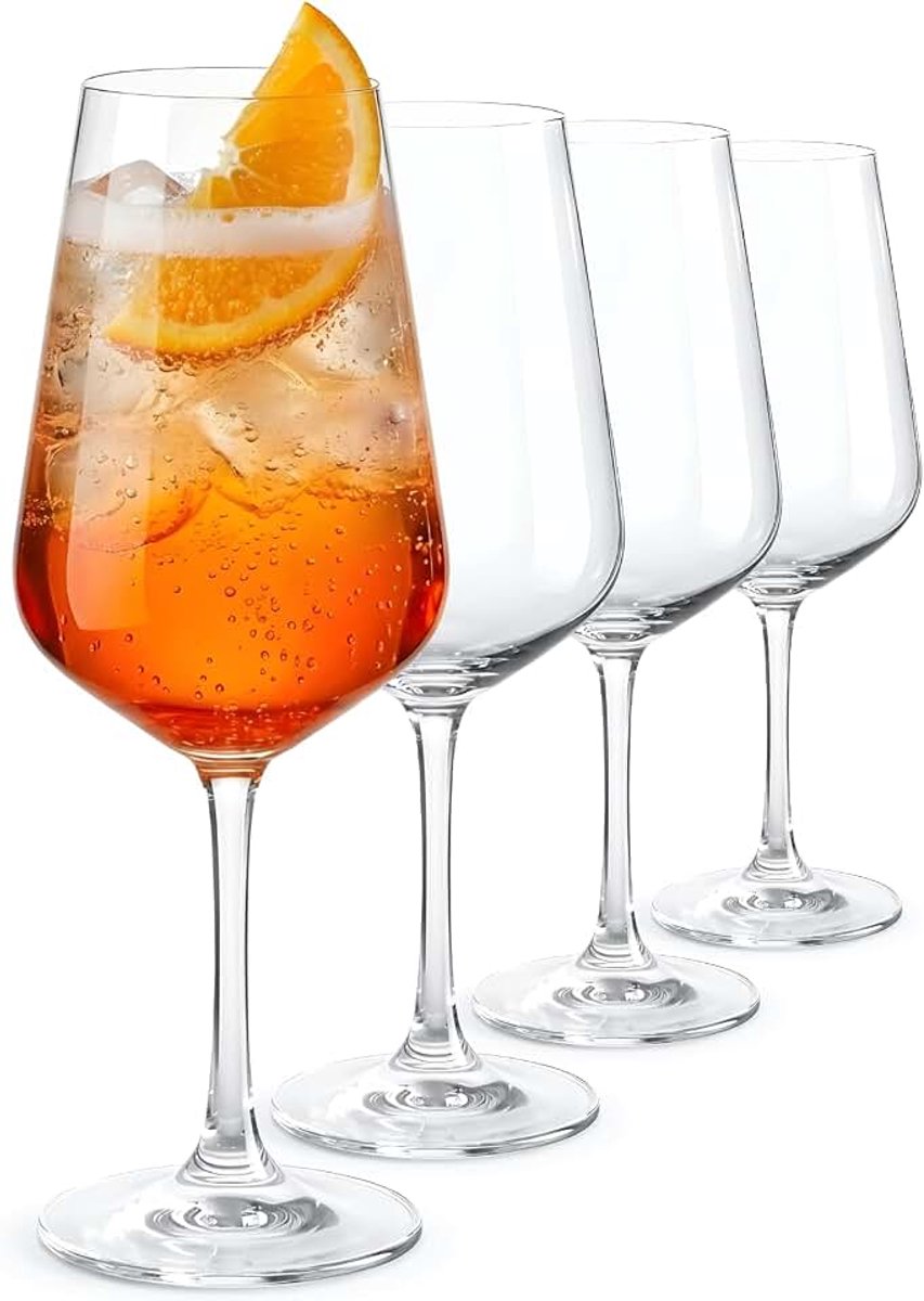 Aperol cocktailglazen, set van 4, 45 cl, vaatwasmachinebestendig, kristal, duurzaam, aperitief