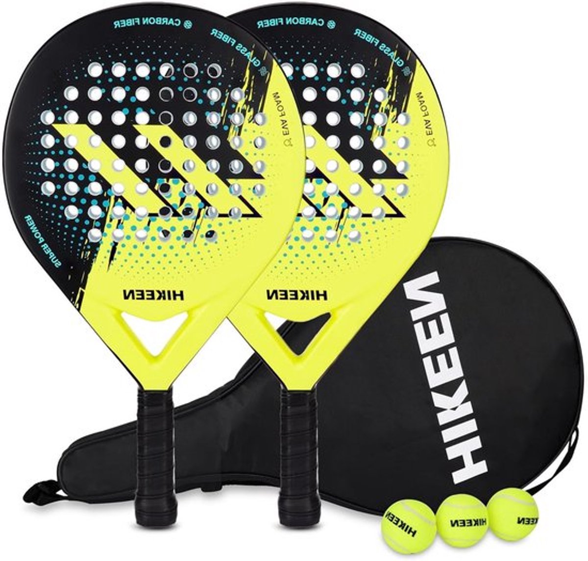 Padel Racket van Carbon Fiber met Tennisballen voor Jongeren, Beginners en Gevorderden - Ideaal voor Padeltraining en Wedstrijden