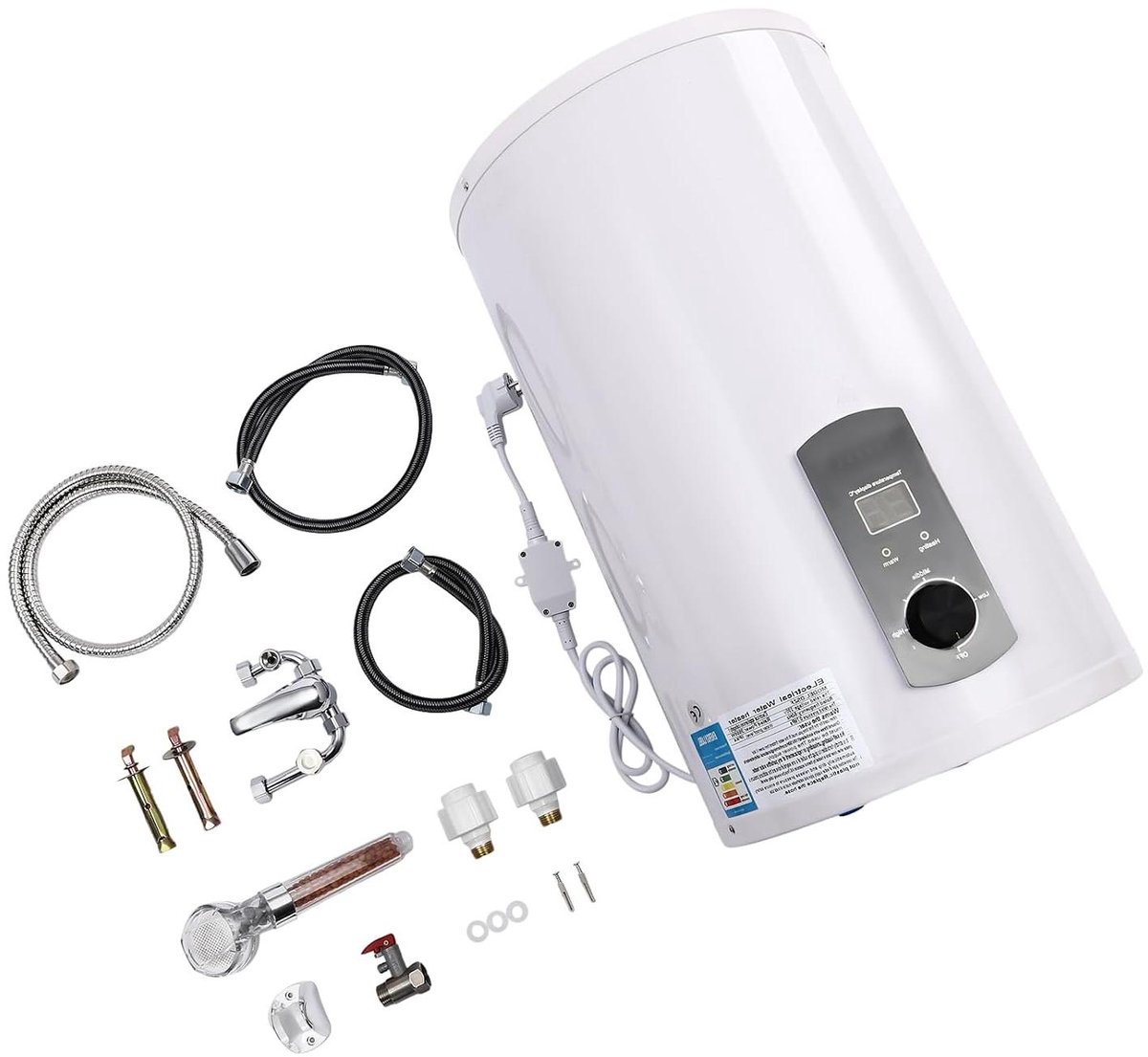 Elektrische Boiler - Warmwaterketel - Direct Warm Water - Inclusief Douchekraan - 30 Liter - Wit