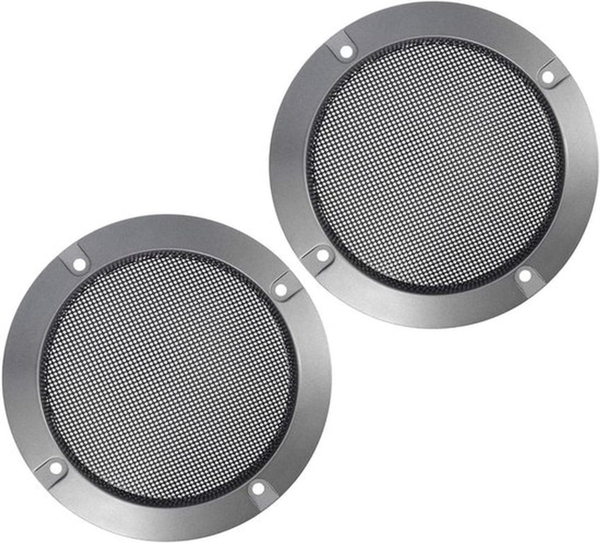 - Autoluidspreker Beschermhoes - 10 cm Subwooferrooster - Glanzend - Gaas - Hoorn - Titanium - Geschikt voor Merk - 2-delige Beschermhoes - Blauw.