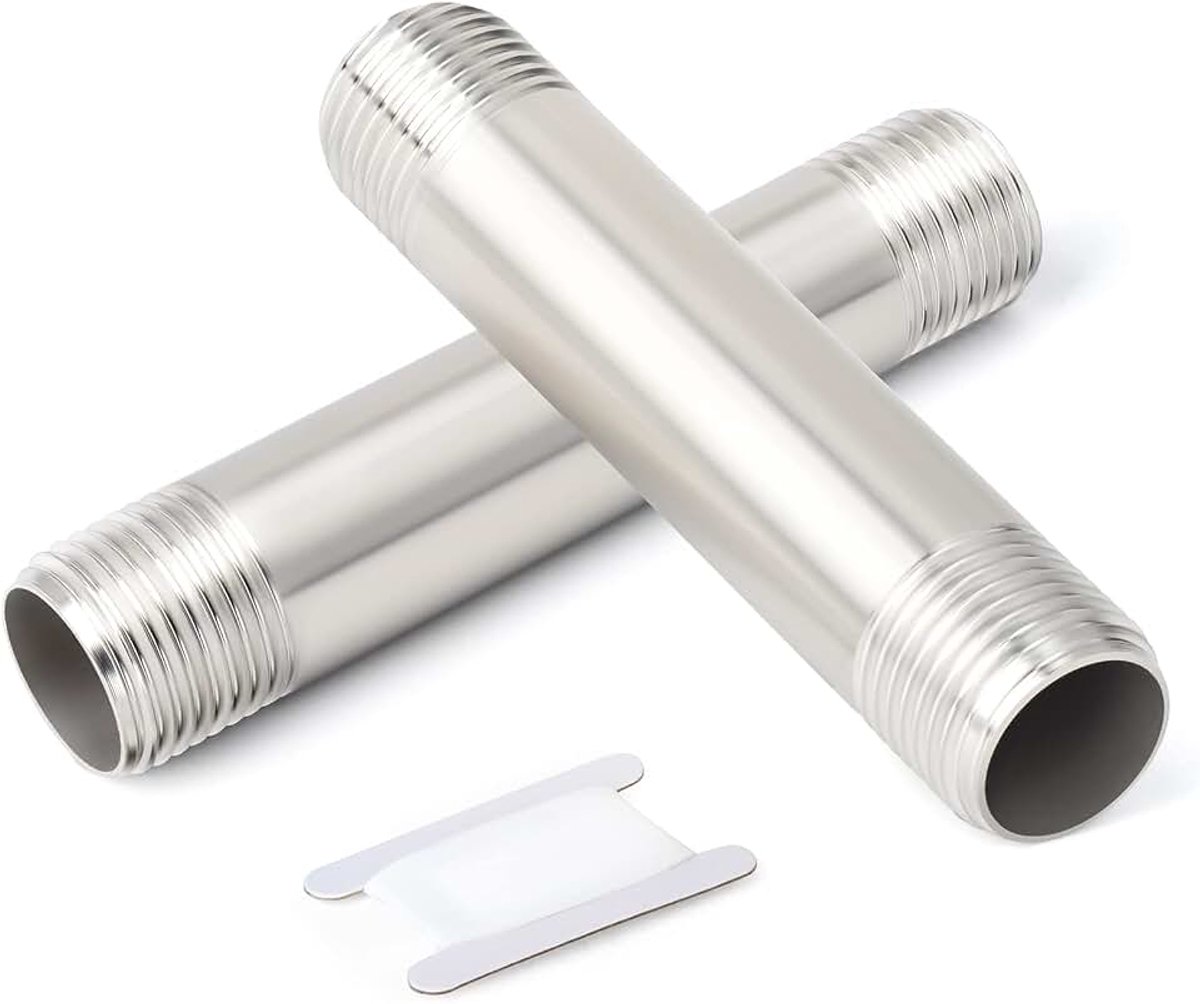 2 stuks 150mm 3/4" x 3/4" mannelijke BSP Nippel gegoten pijp 304 roestvrij staalpijp hulpstukken