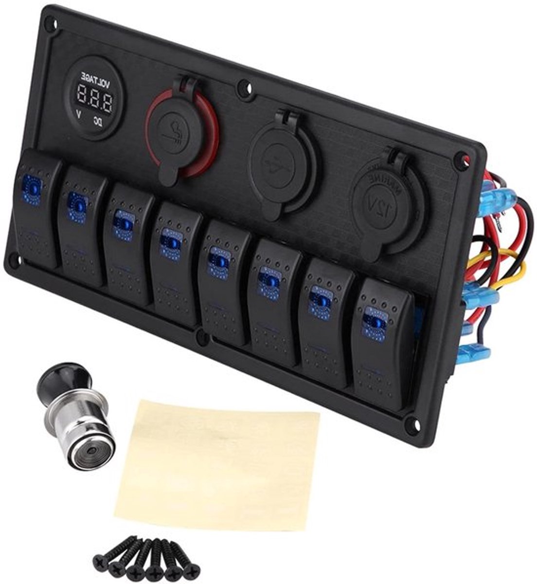 Schakelpaneel boot, 12-24V met tuimelschakelaars en LED's voor jacht en schip