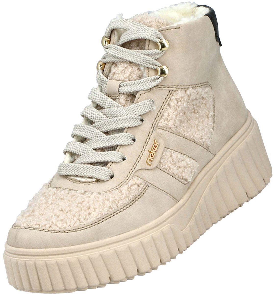 Rieker dames high-top sneaker, gevoerd, beige N2515-60