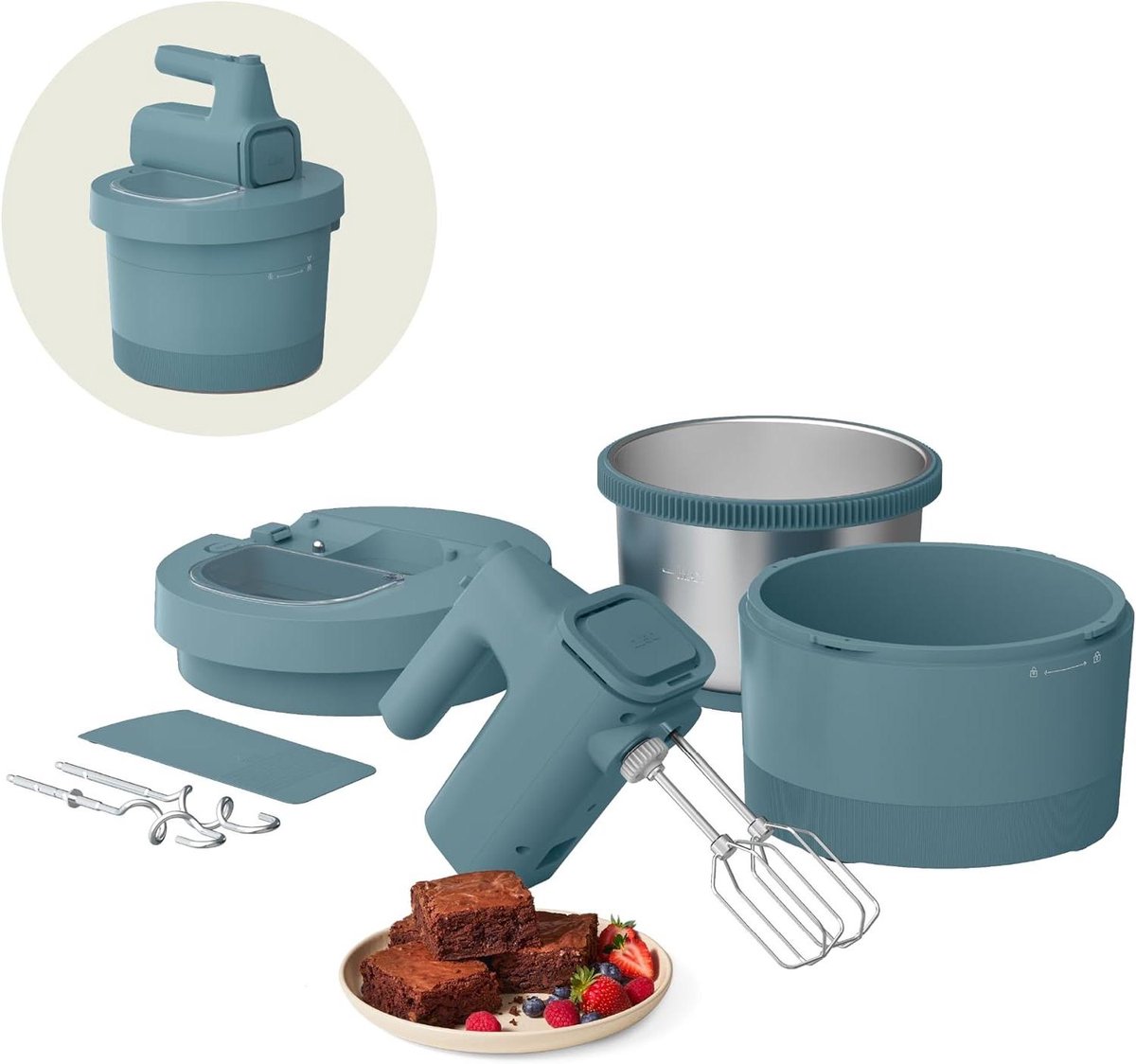 Keukenmixer en Blender - 2-in-1 Apparaat - Bakken en Mixen - Ruimtebesparende Opslag - 3.5 Liter Kom - Blauw
