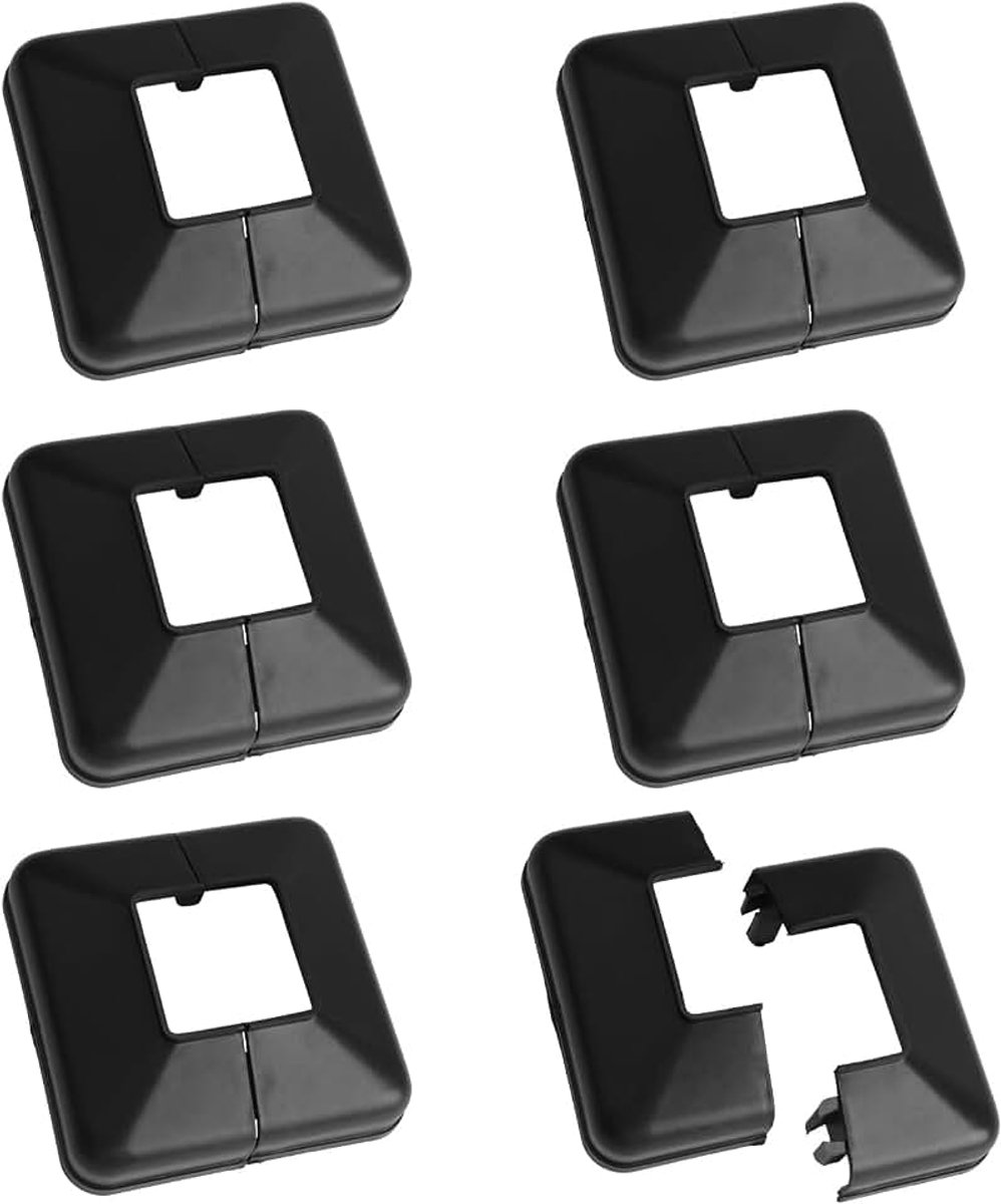Set van 6 kunststof paalafdekkingen, 40 x 40 mm, decoratieve afdekking voor trapleuningen, zwart