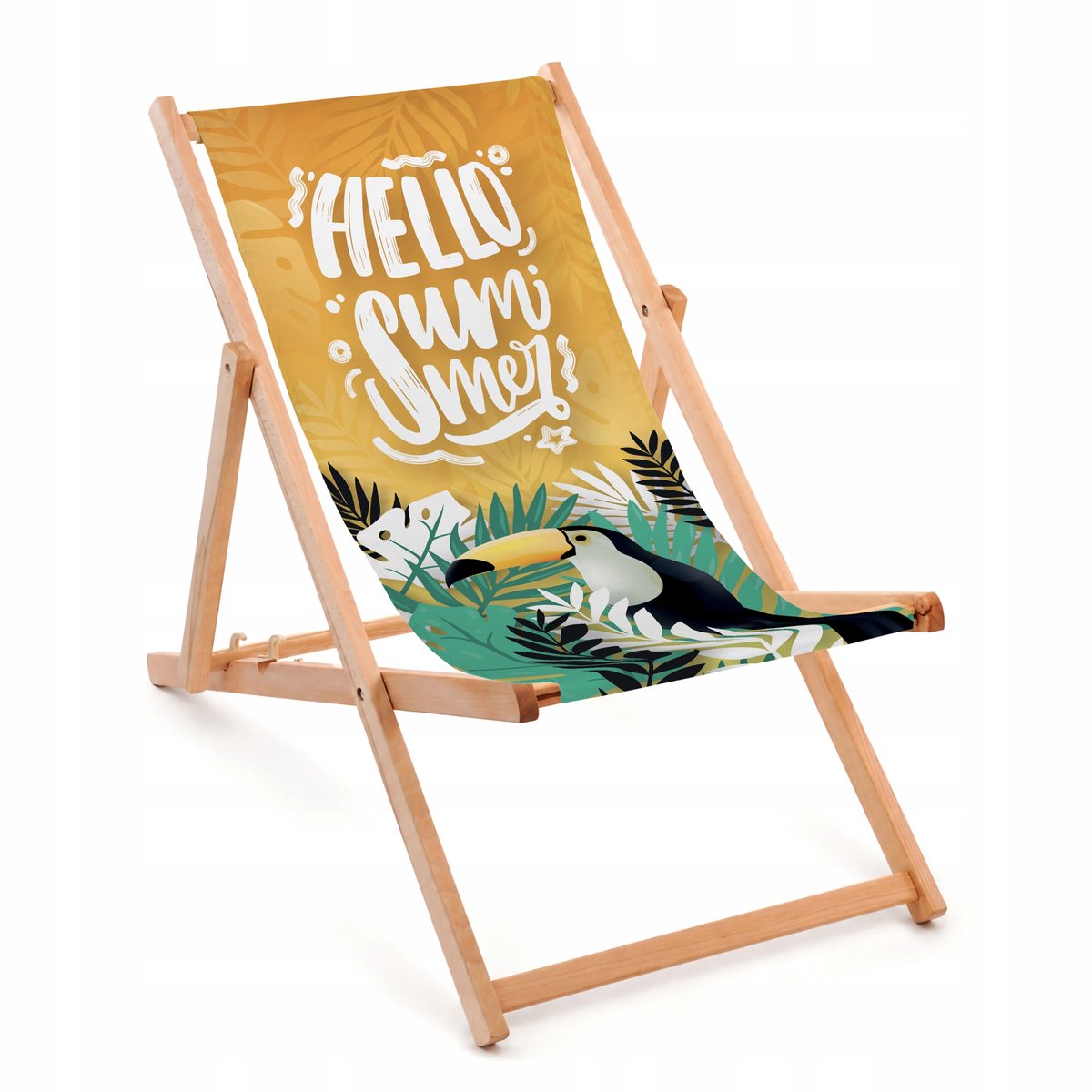 Luxe houten loungestoel 'Hello Summer' - Te openen en volledige print