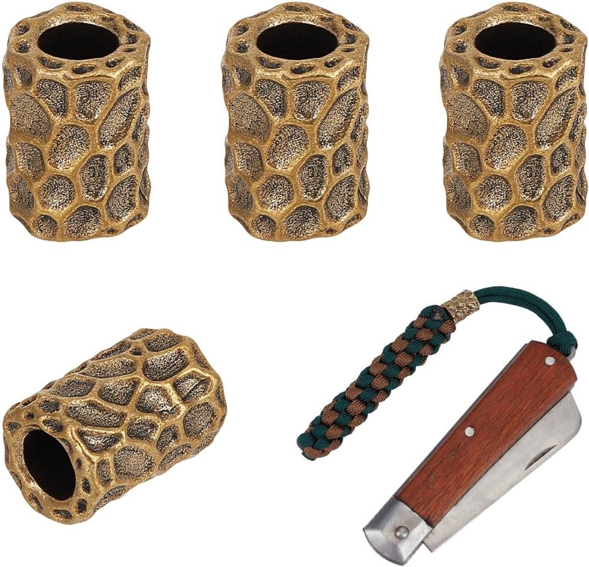 Kralen met groot gat 15.5x11 mm Antiek goud Kolomkoordkralen Ongepolijst messing EDC Europese kralen Metalen losse afstandhouders voor sieraden EDC Koord Hanger