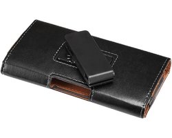 Holster Leather Case Belt Clip Rotary 360 Magnetic Closure voor QMobile M6 - Black