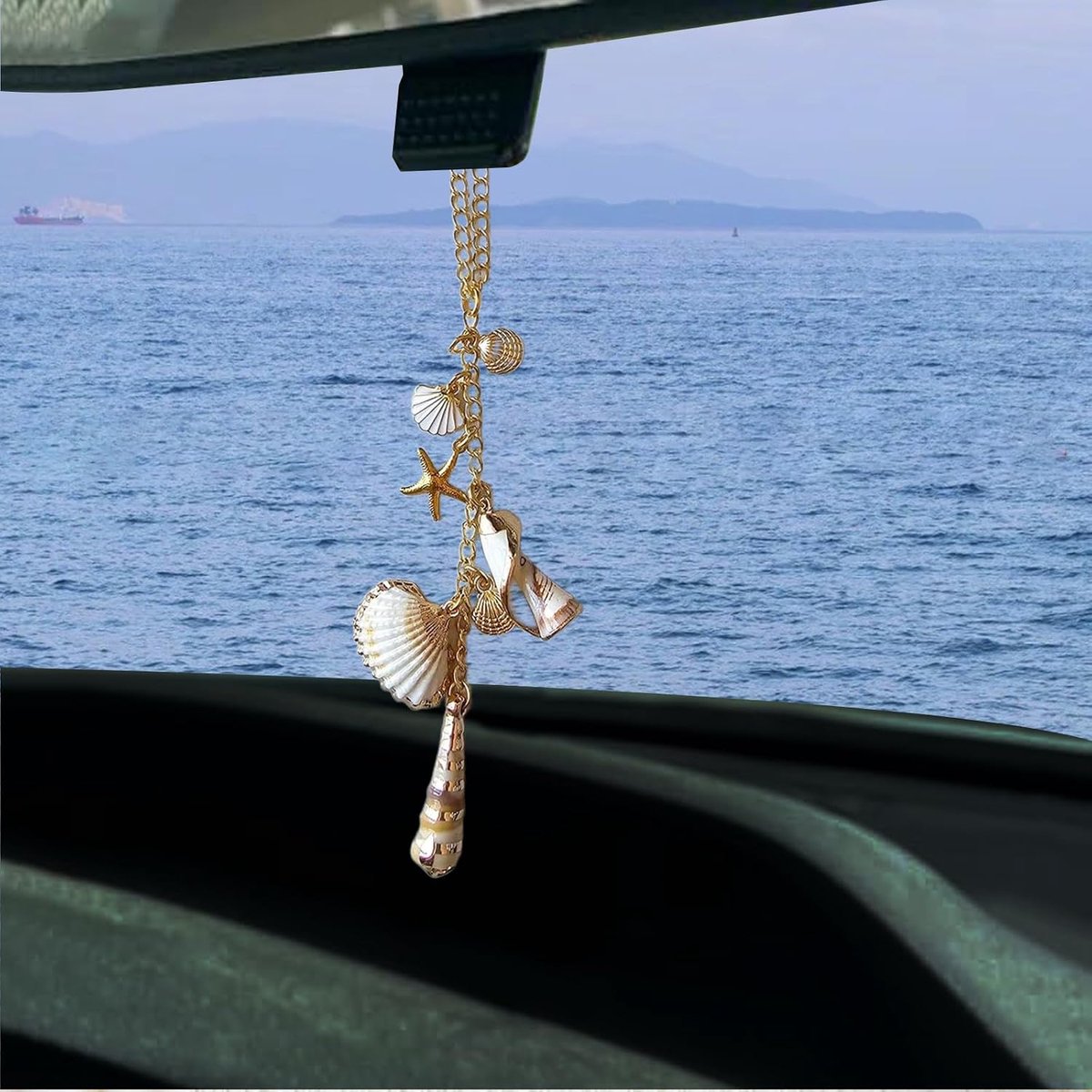 Mit Küstenmotiv, Auto Innenraum Deko, Handgefertigtes Seestern- Und Muschel-Ornament Voor De Spiegel, Boho-Stranddecor-Accessoire Voor Vrouwen, Autodeco