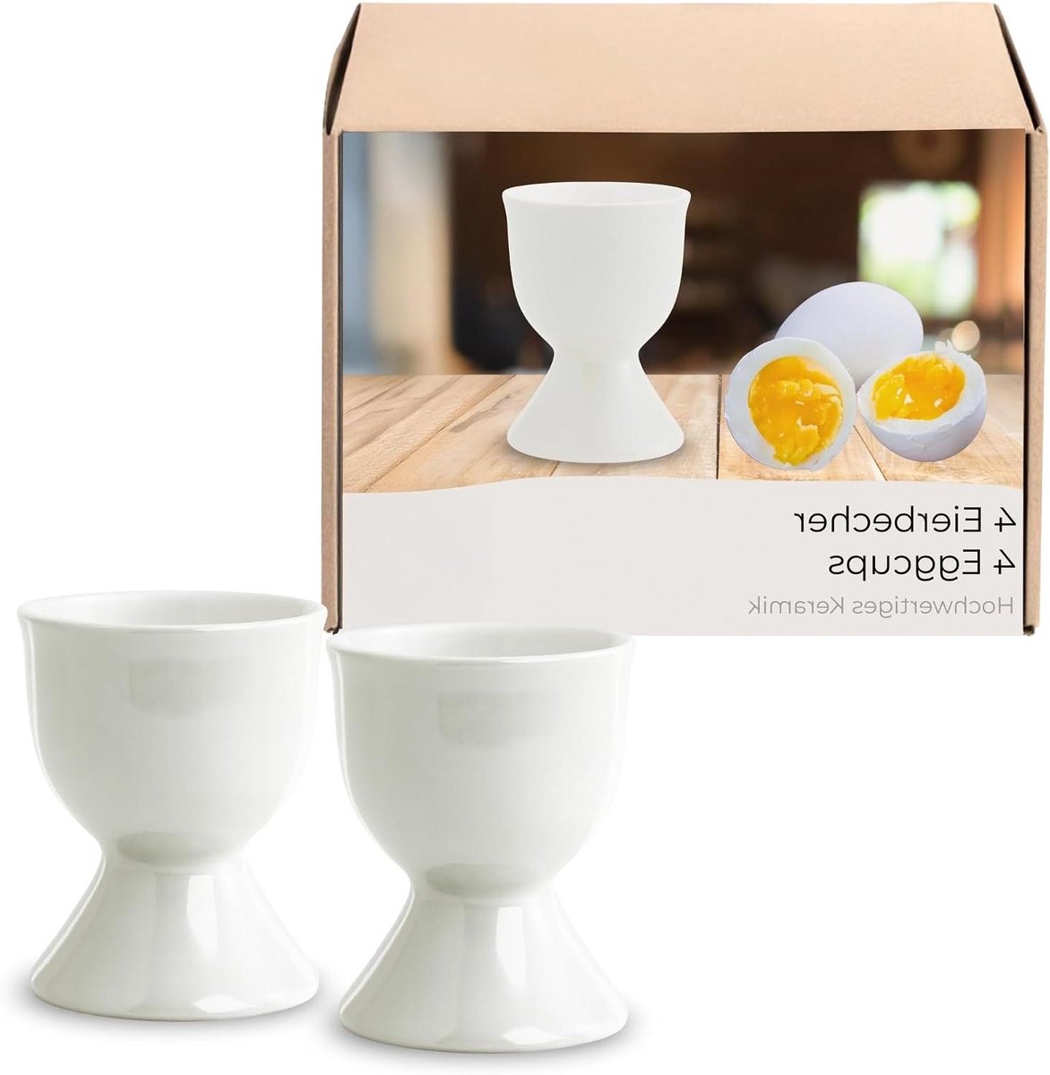 Eierdopjes Set - Kopjes Houder - Ontbijt Tafel - Vaatwasserbestendig - 4 Stuks - Wit